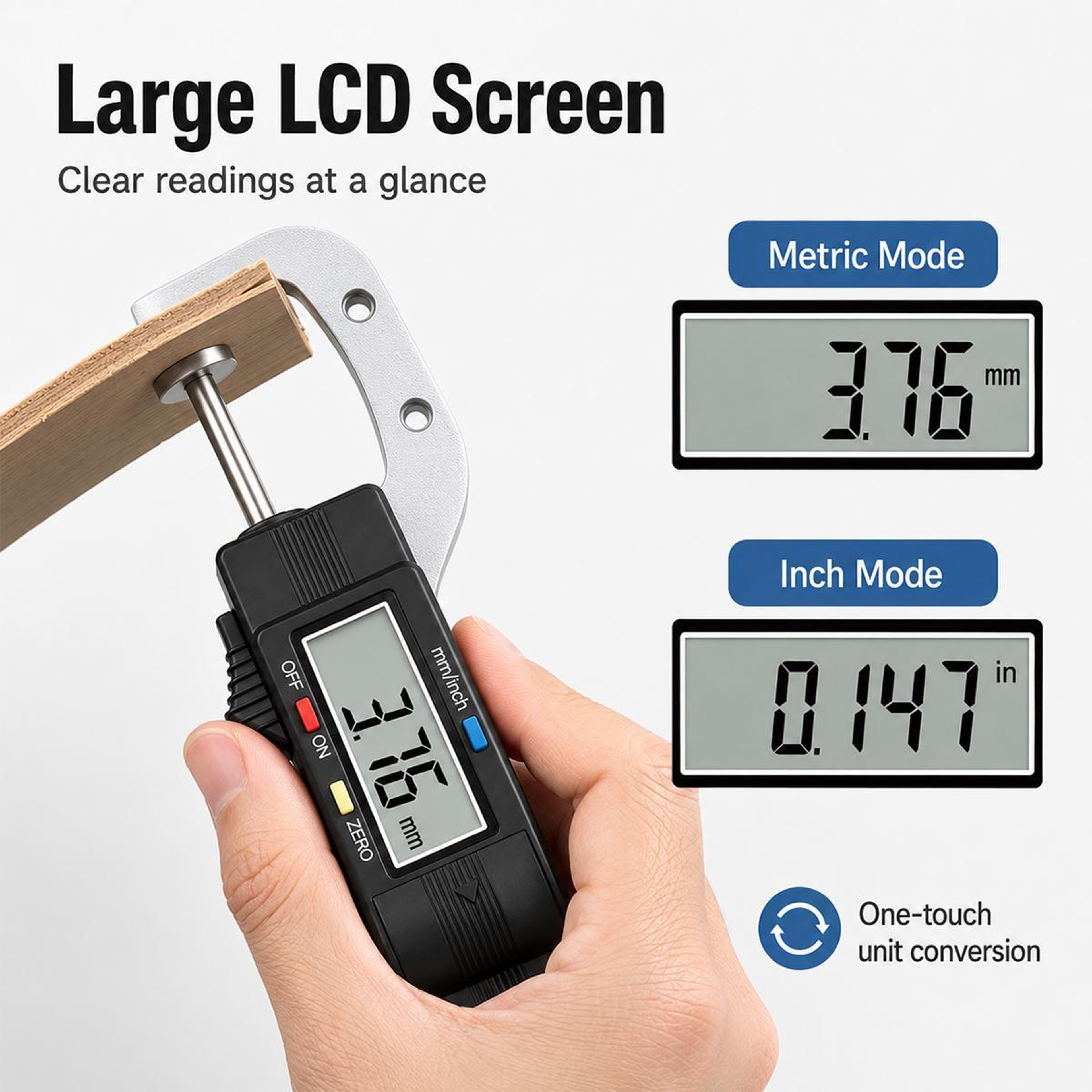 Precision Digital Thickness Gauge 0–25.4mm with 0.01mm Resolution – view 5