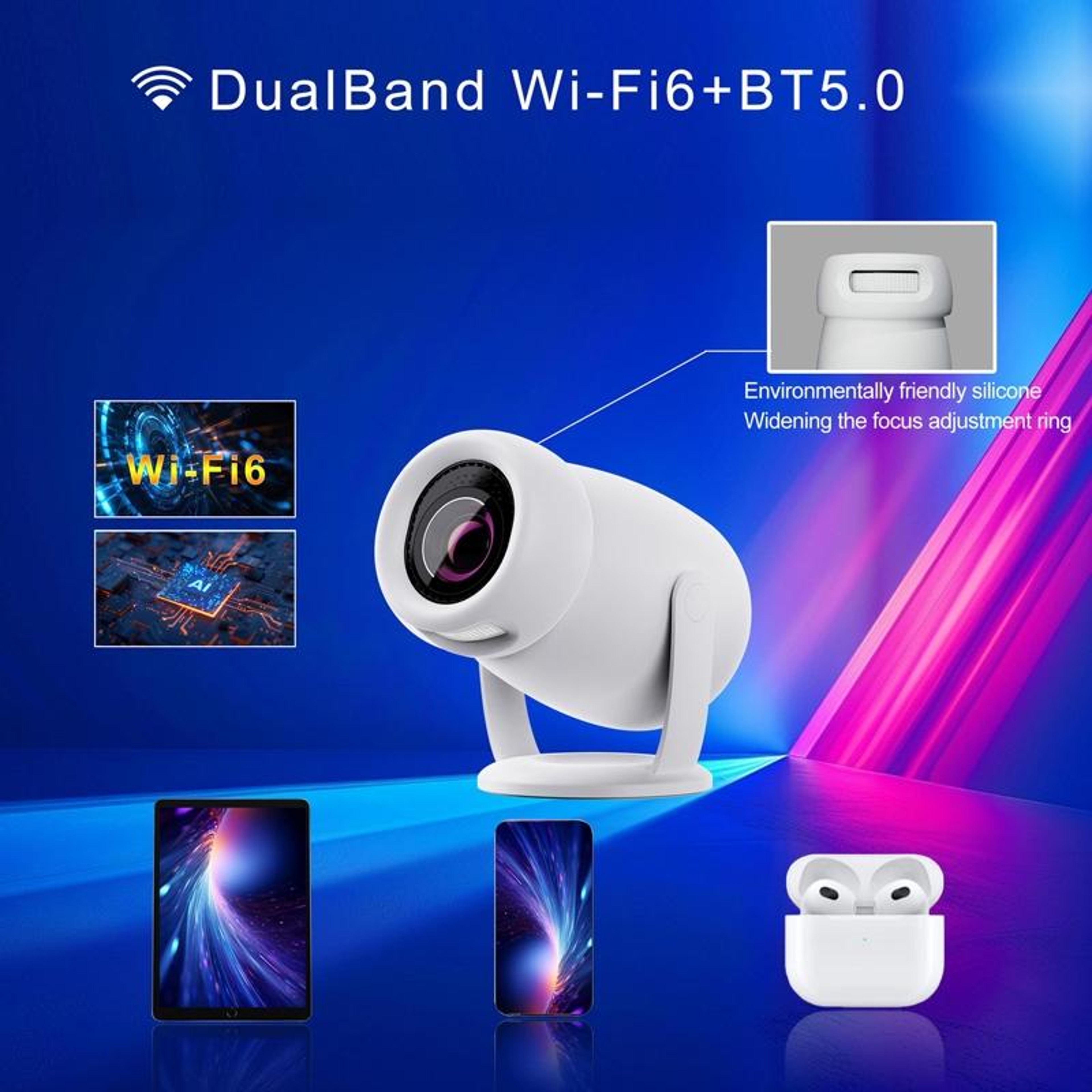 HY400 1080P Smart Projector With Android 12 WiFi 6 And Bluetooth 50 6