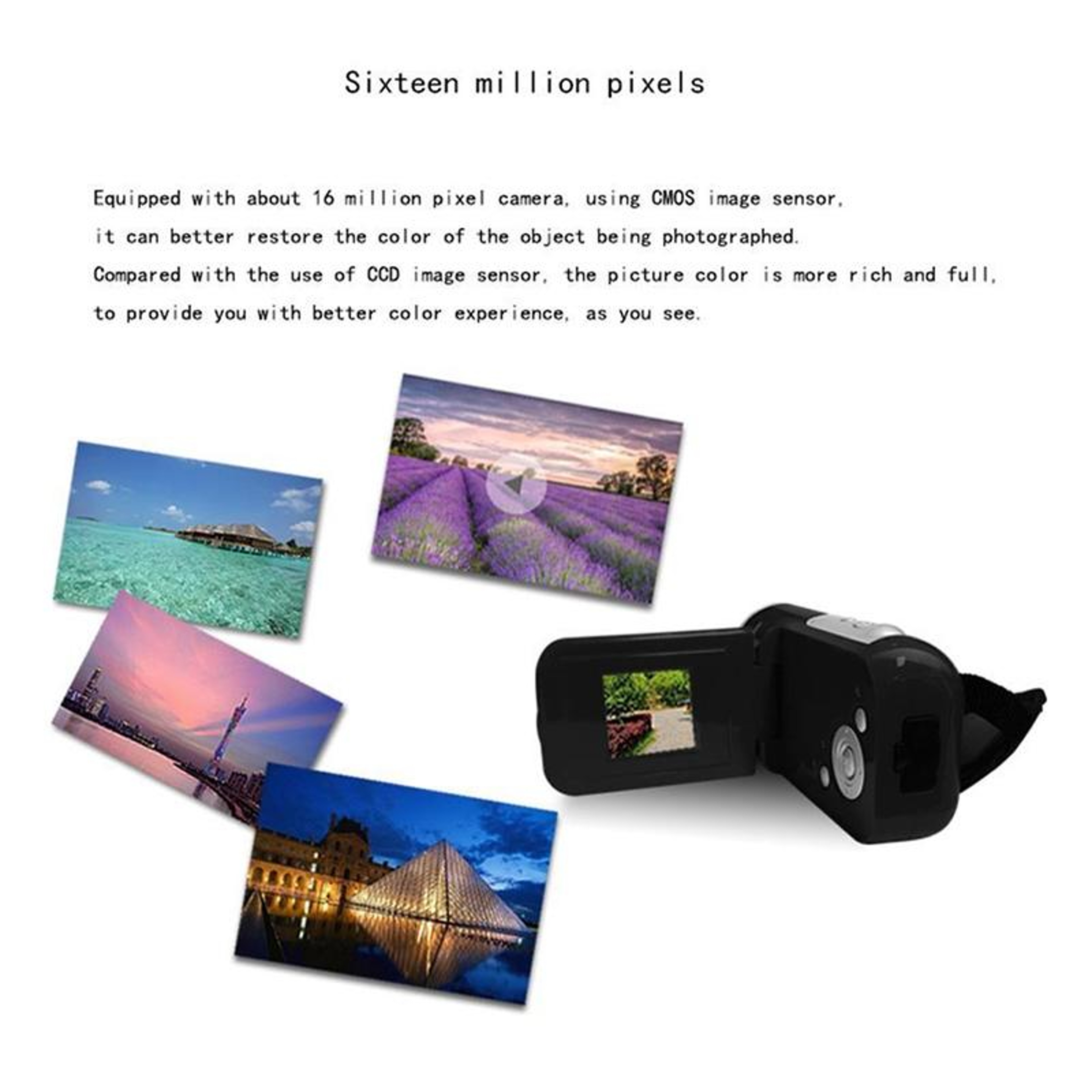 16MP Compact Digital Camera With 16X Zoom 2Inch LCD  AntiShake 3