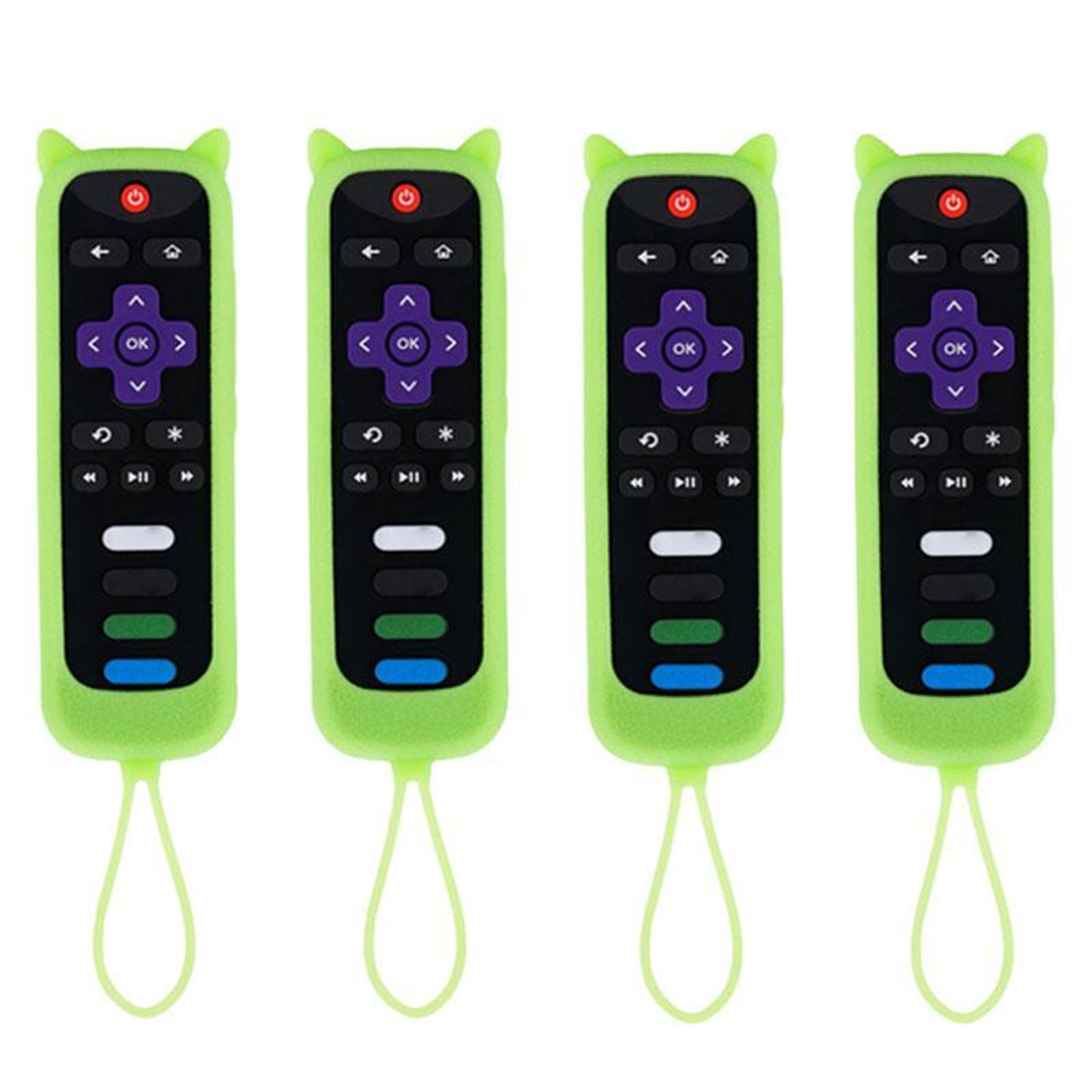 4PCS TCL Roku TV Remote Silicone Covers With Cat Ears And Mini Straps 10
