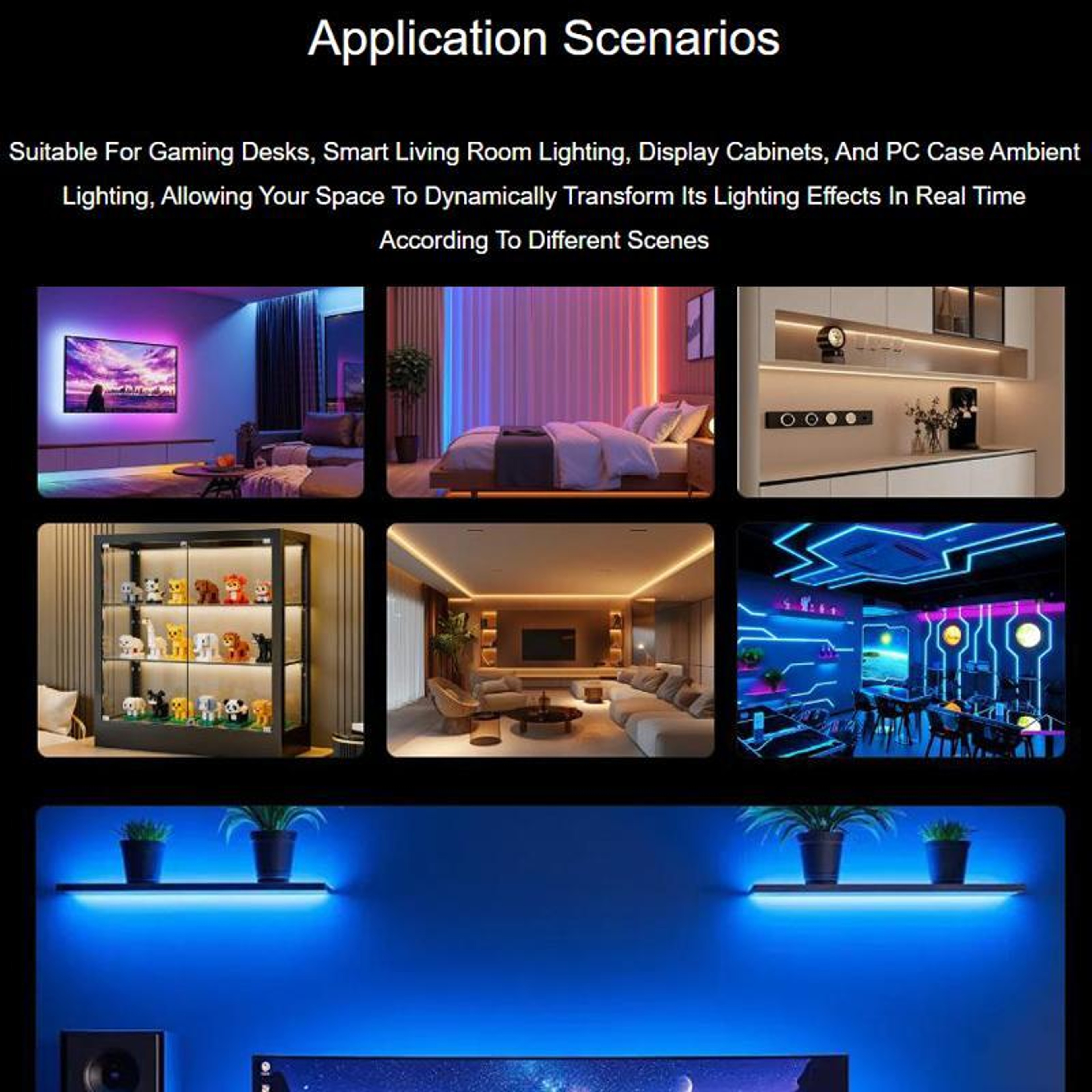 1m RGBWC Programmable COB LED Strip With WS2812B Control IP65 Ambient Lighting 6
