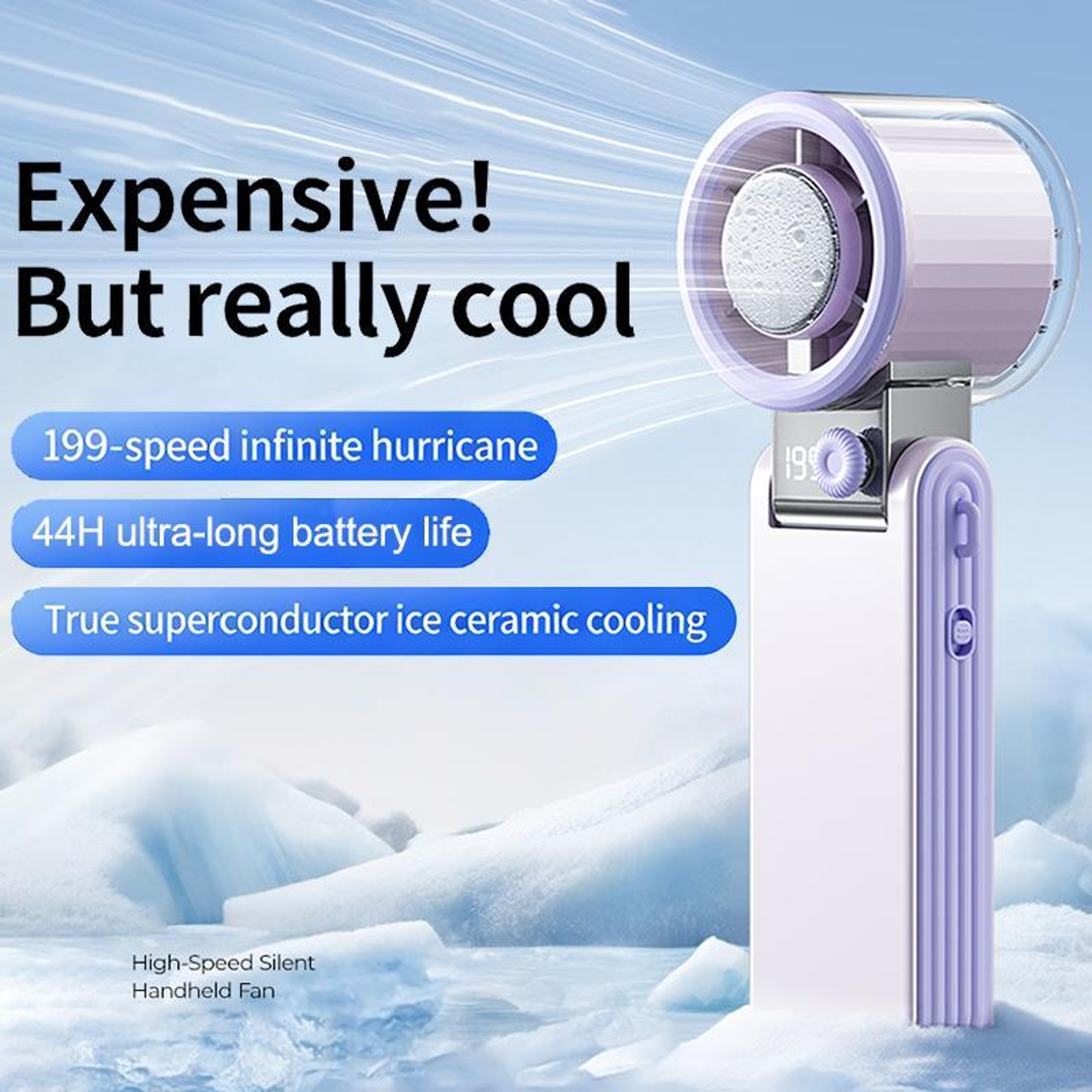 Portable Handheld Turbo Fan With 199 Speeds Digital Display And Foldable Design 1