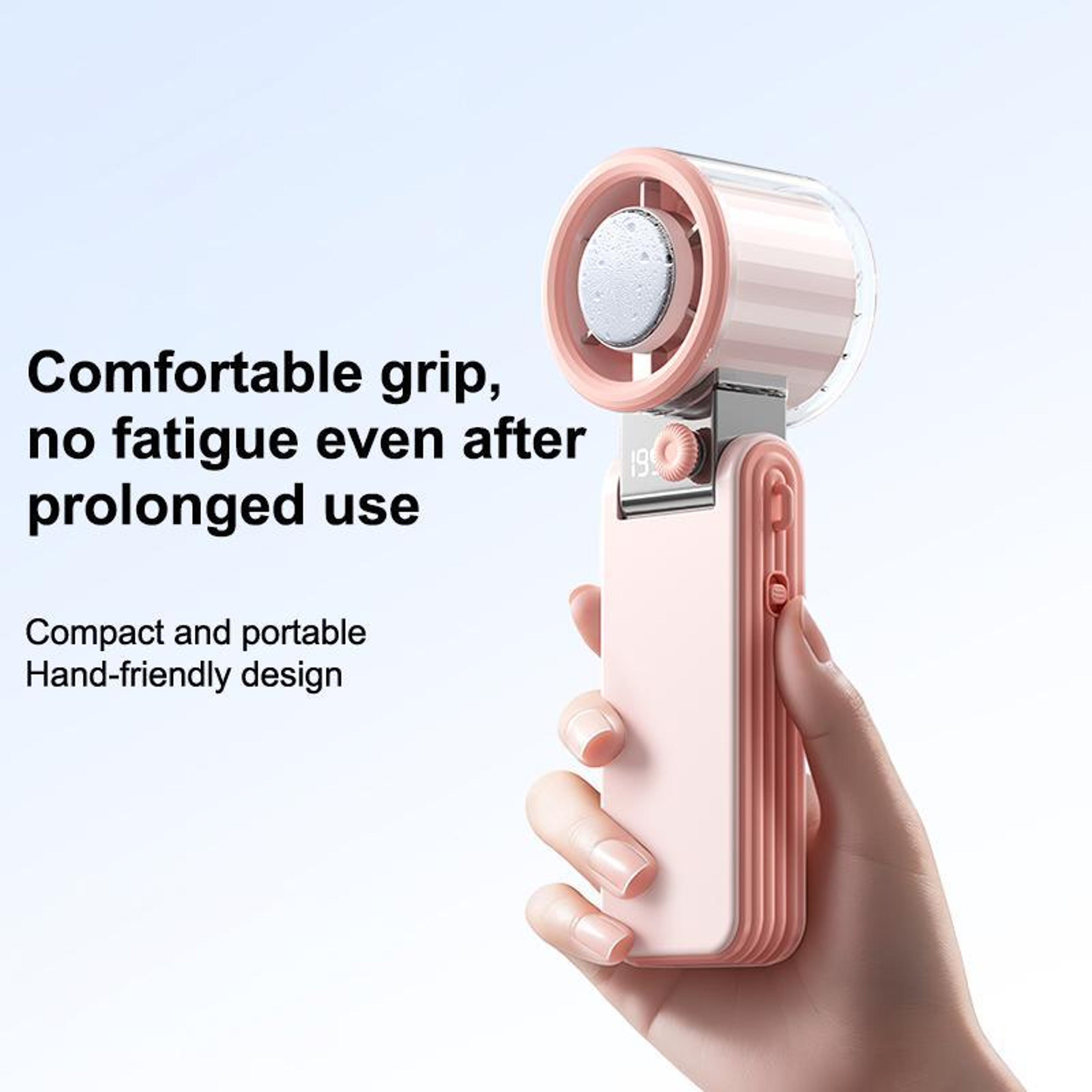 Portable Handheld Turbo Fan With 199 Speeds Digital Display And Foldable Design 11
