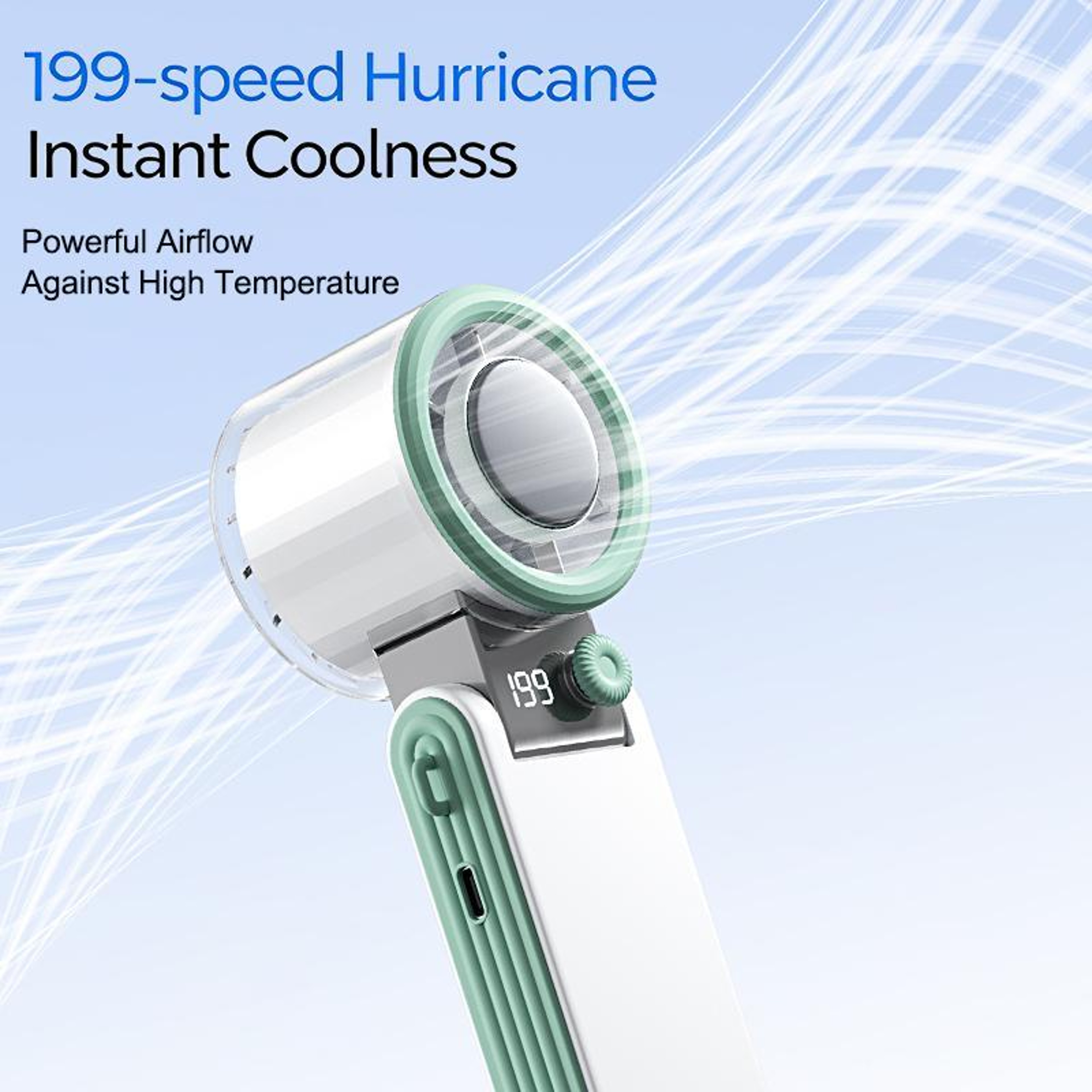 Portable Handheld Turbo Fan With 199 Speeds Digital Display And Foldable Design 8