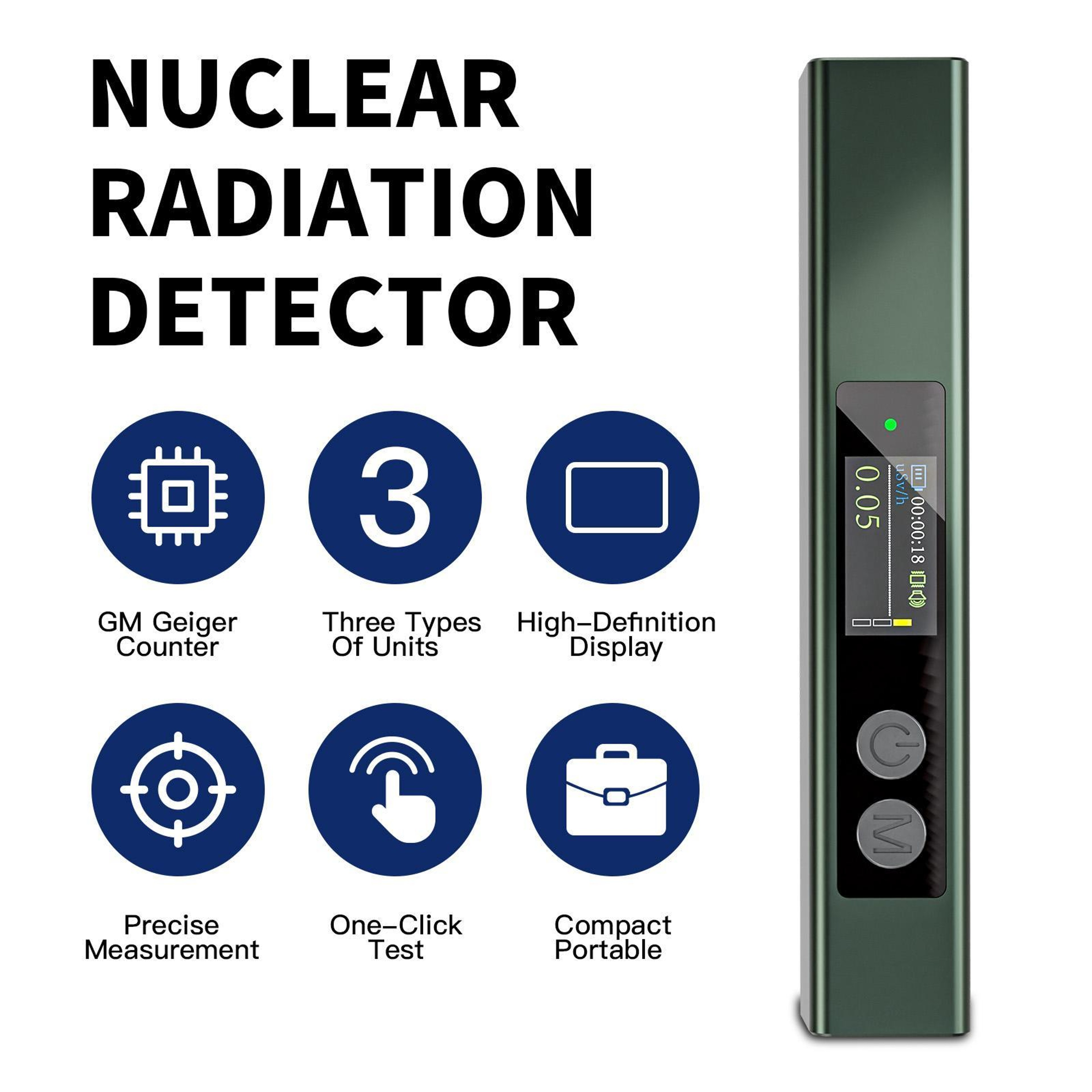 Portable Geiger Counter Radiation Detector with X-Ray Gamma Beta Detection – view 2