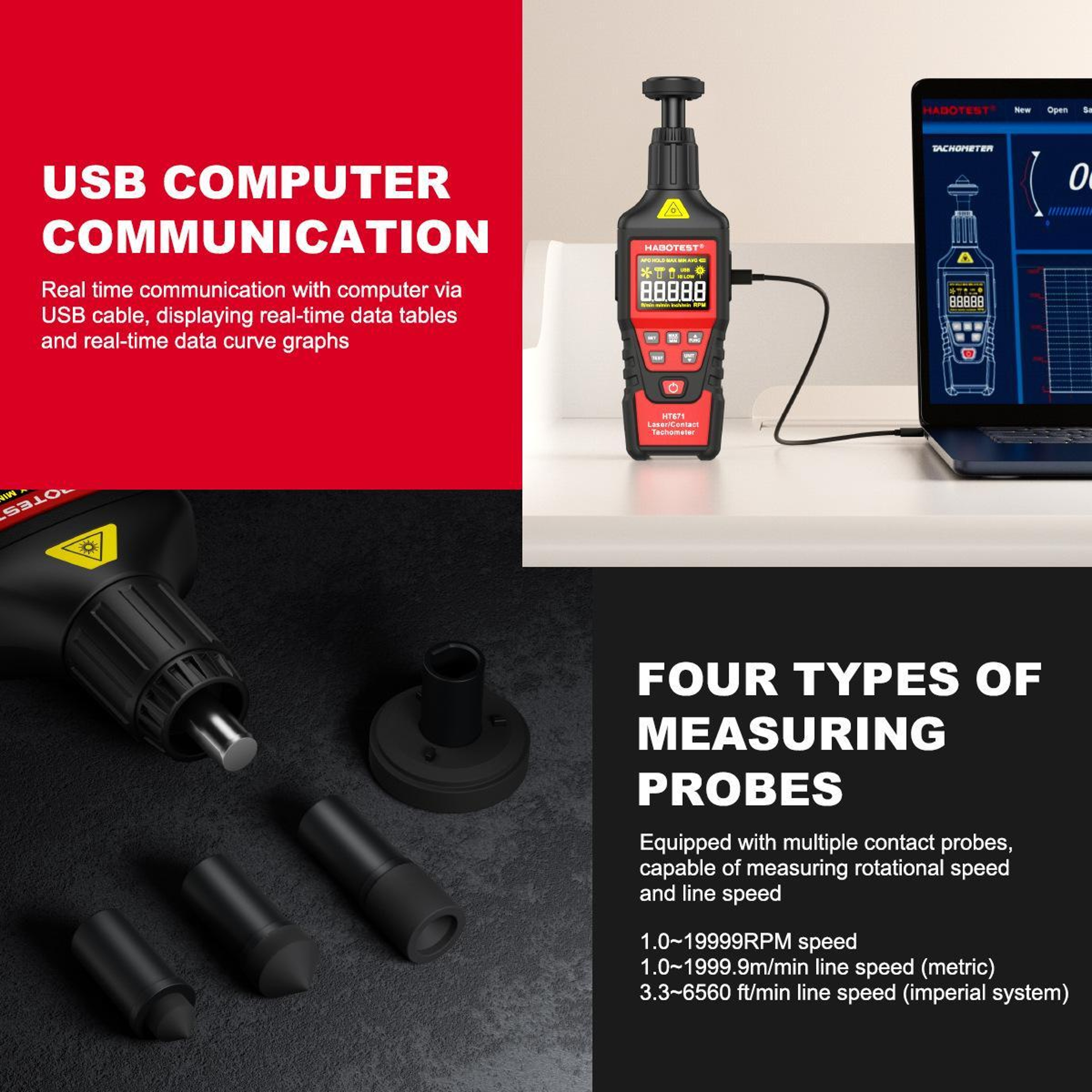 Digital Tachometer and Non Contact RPM Meter – view 10