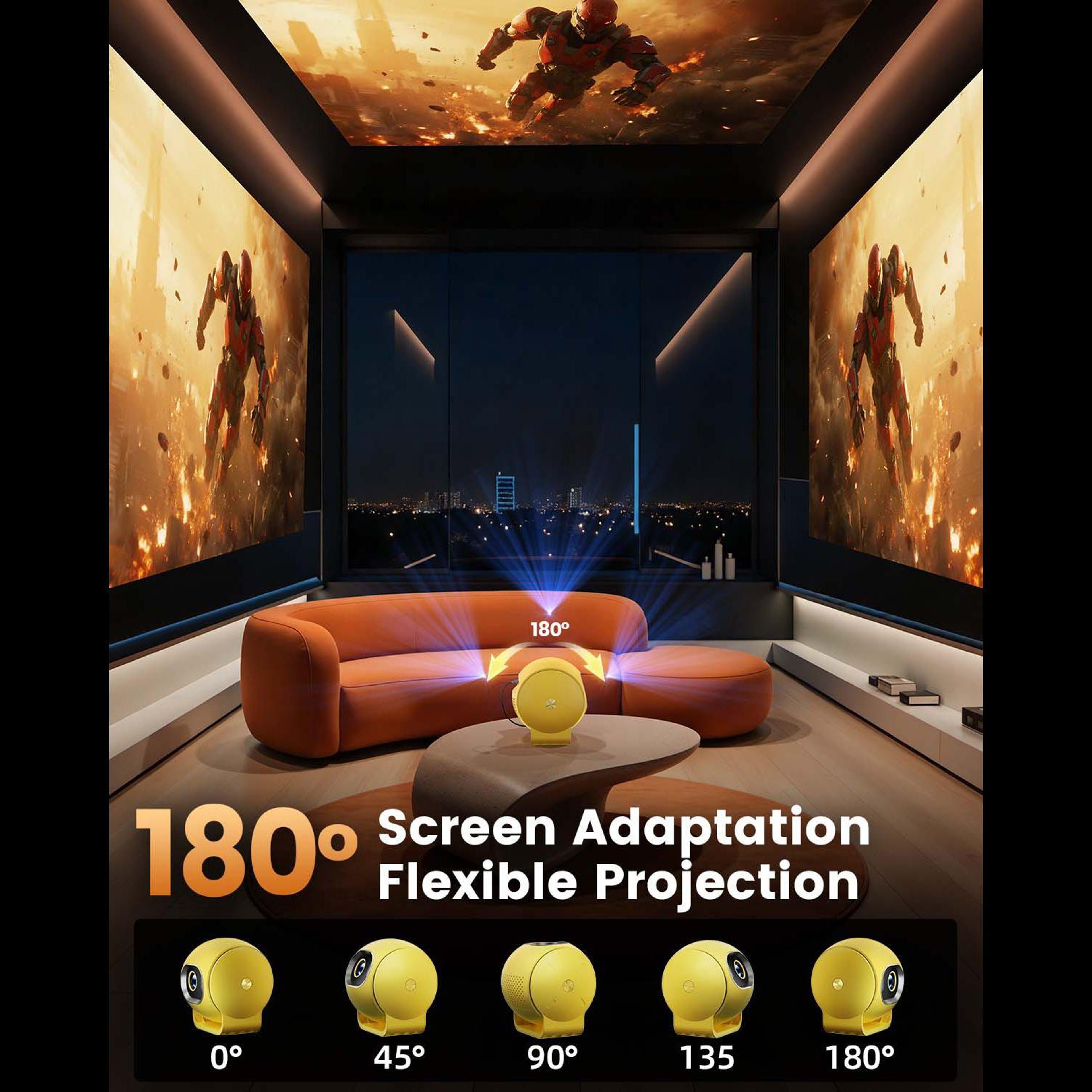 Q3 Smart Projector With Android 14 720P HD WiFi 6 And Electric Focus 2