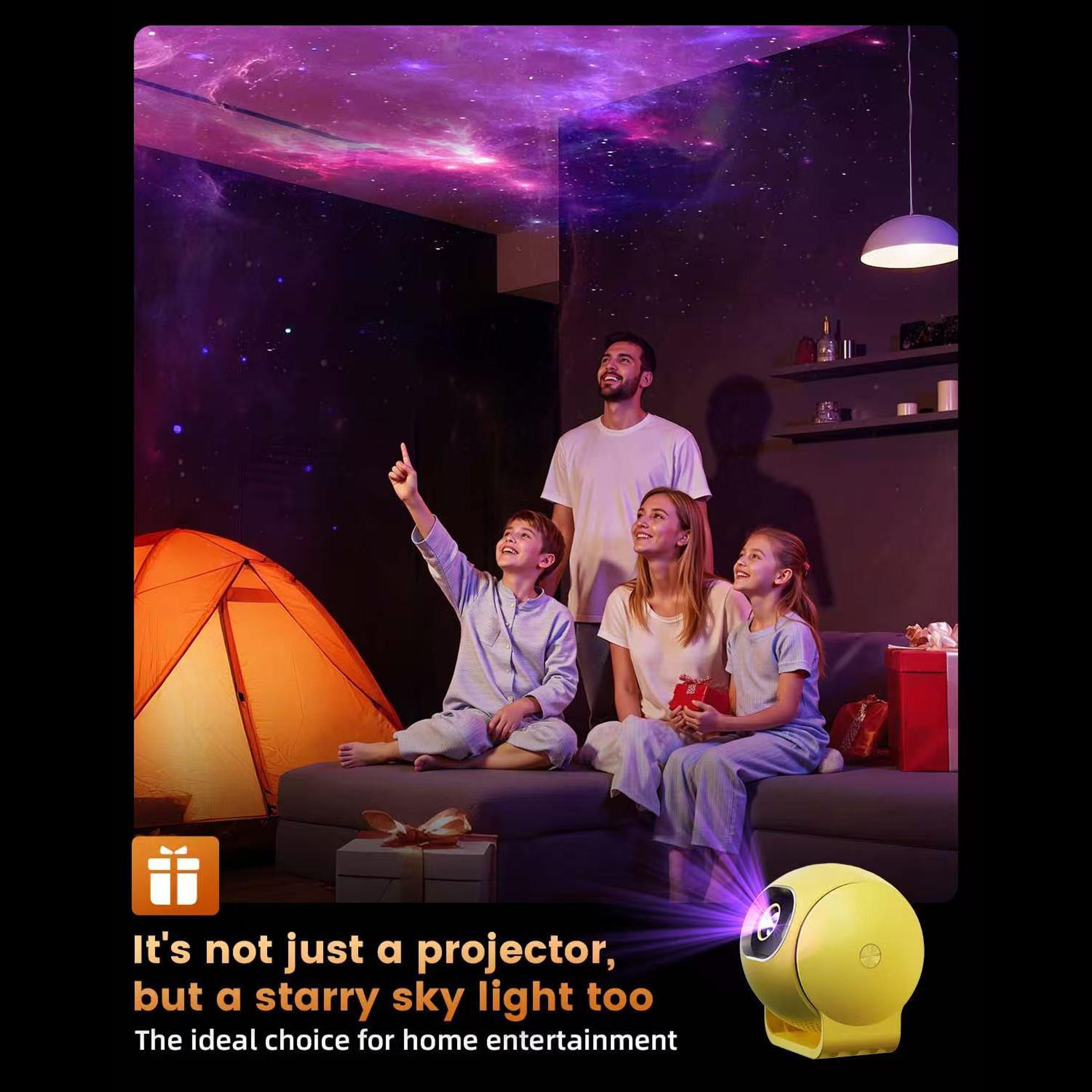 Q3 Smart Projector With Android 14 720P HD WiFi 6 And Electric Focus 6