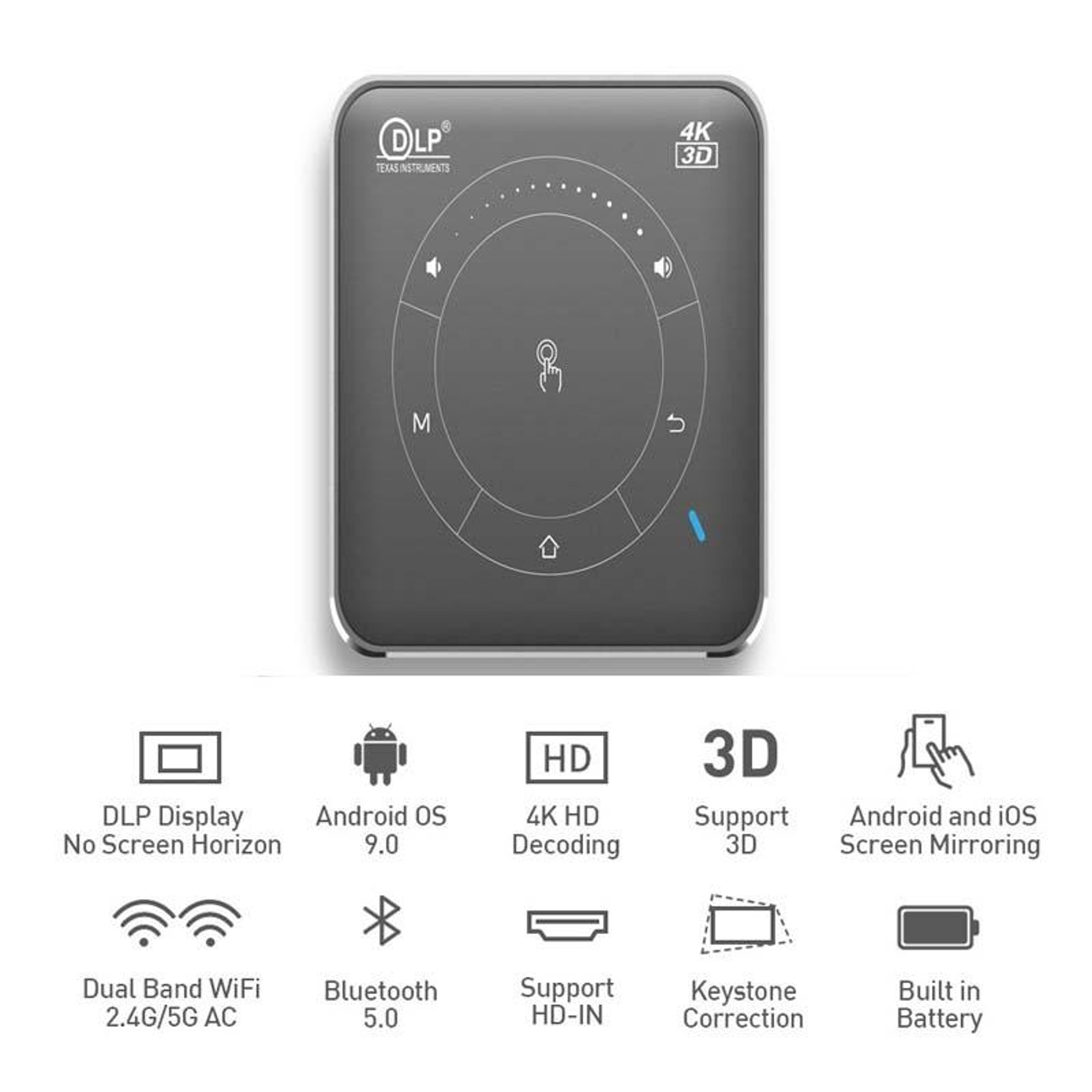 Mini Smart Projector with 4K Decoding, Dual-Band WiFi and Bluetooth – view 5