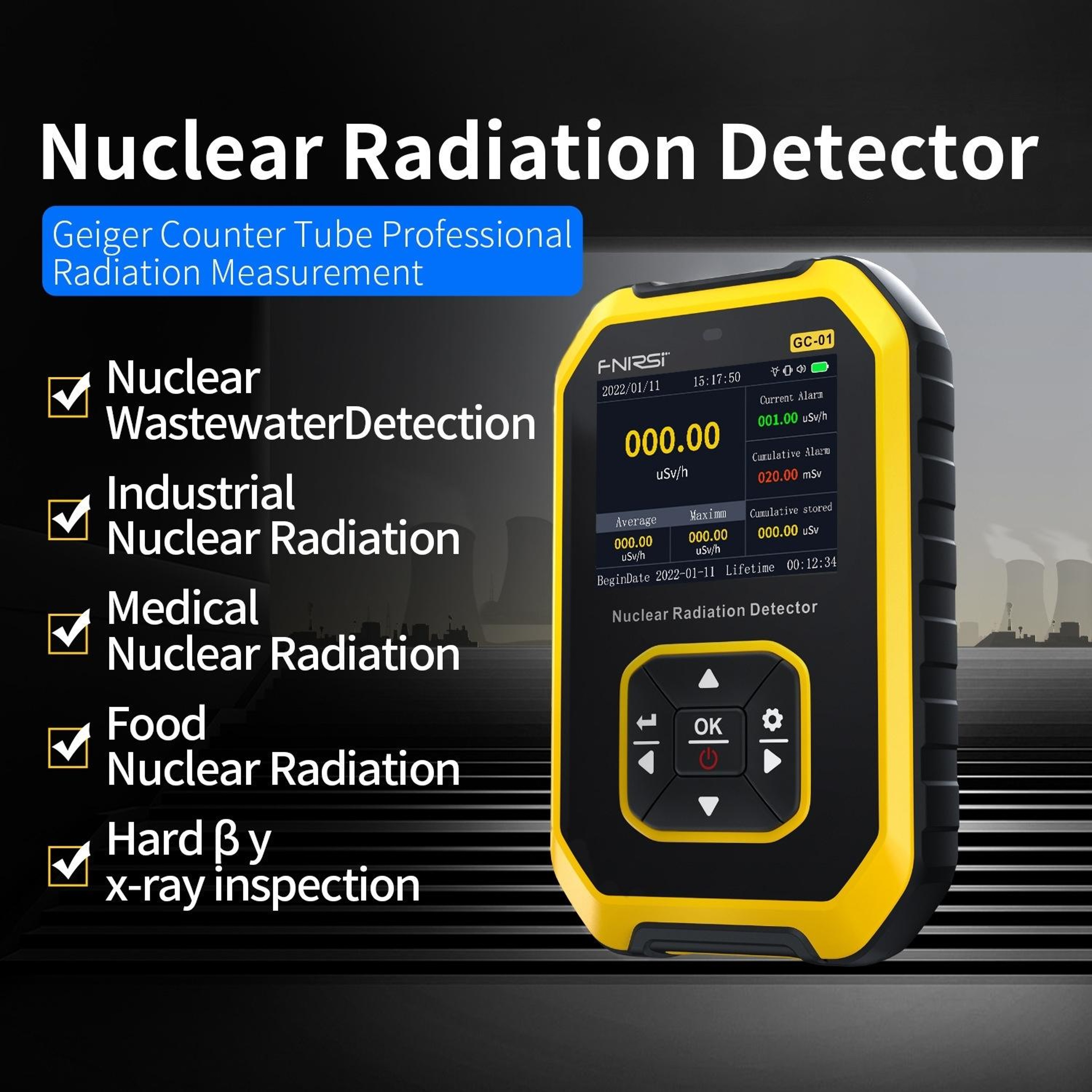 Portable Geiger Counter Nuclear Radiation Detector for Gamma and Beta Rays – view 2