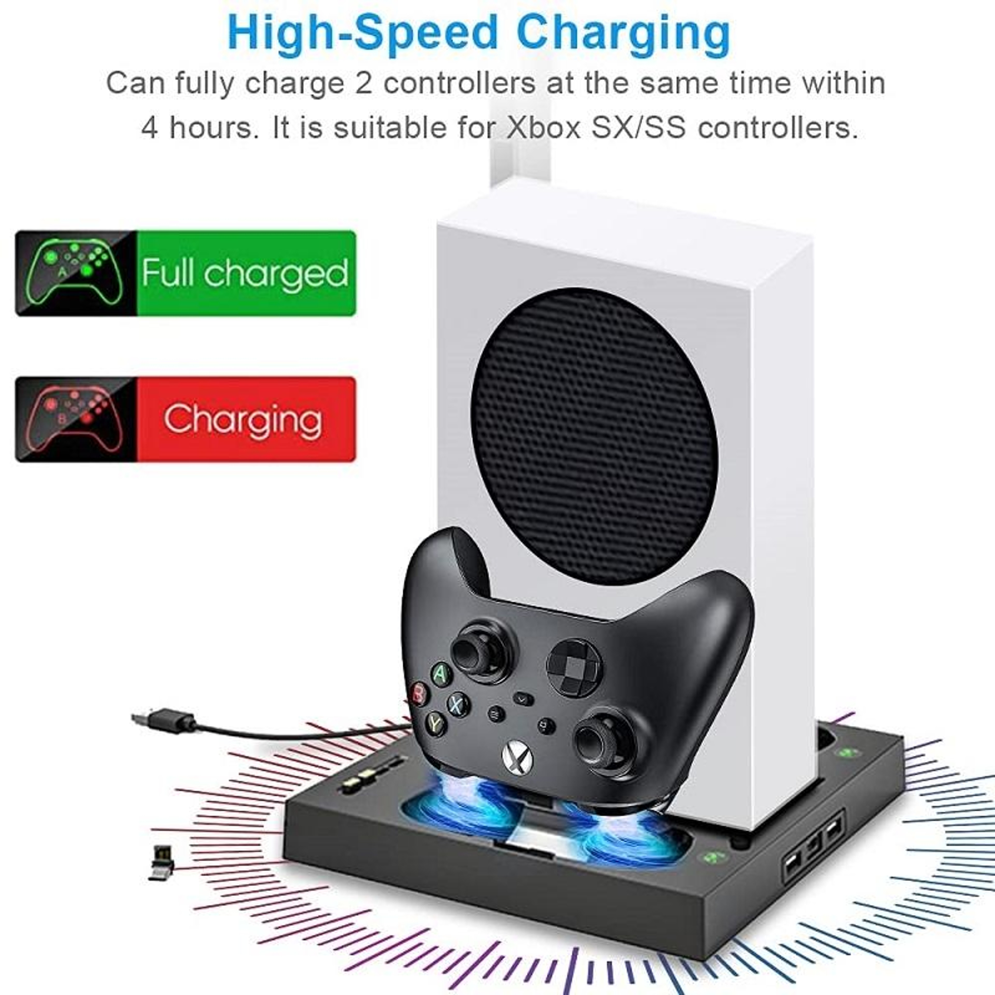 Xbox Series S Cooling Stand with Dual Controller Charger and Cooling Fans – view 3