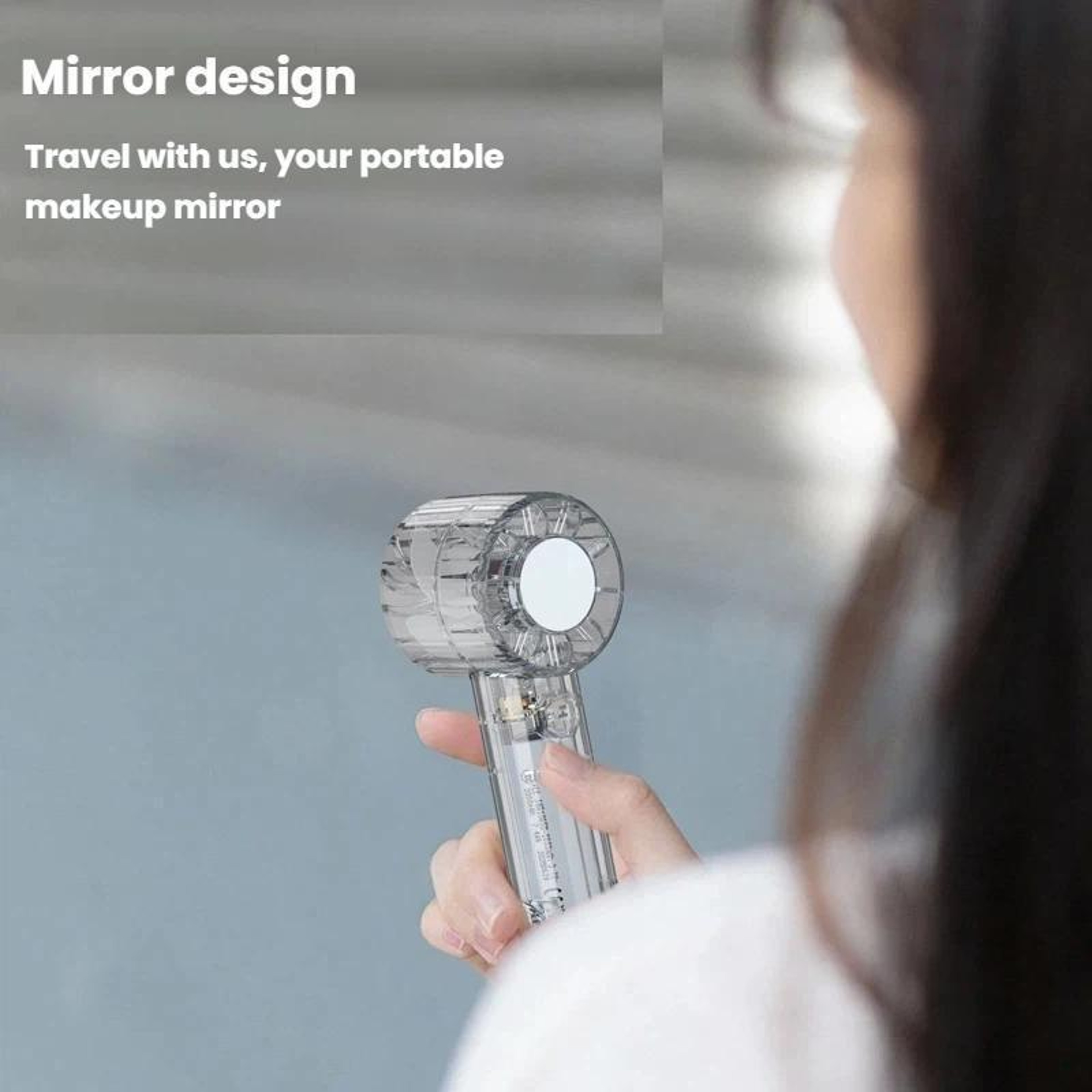 4-Speed Rechargeable Mini Handheld Fan with Carabiner Clip and Mirror – view 8
