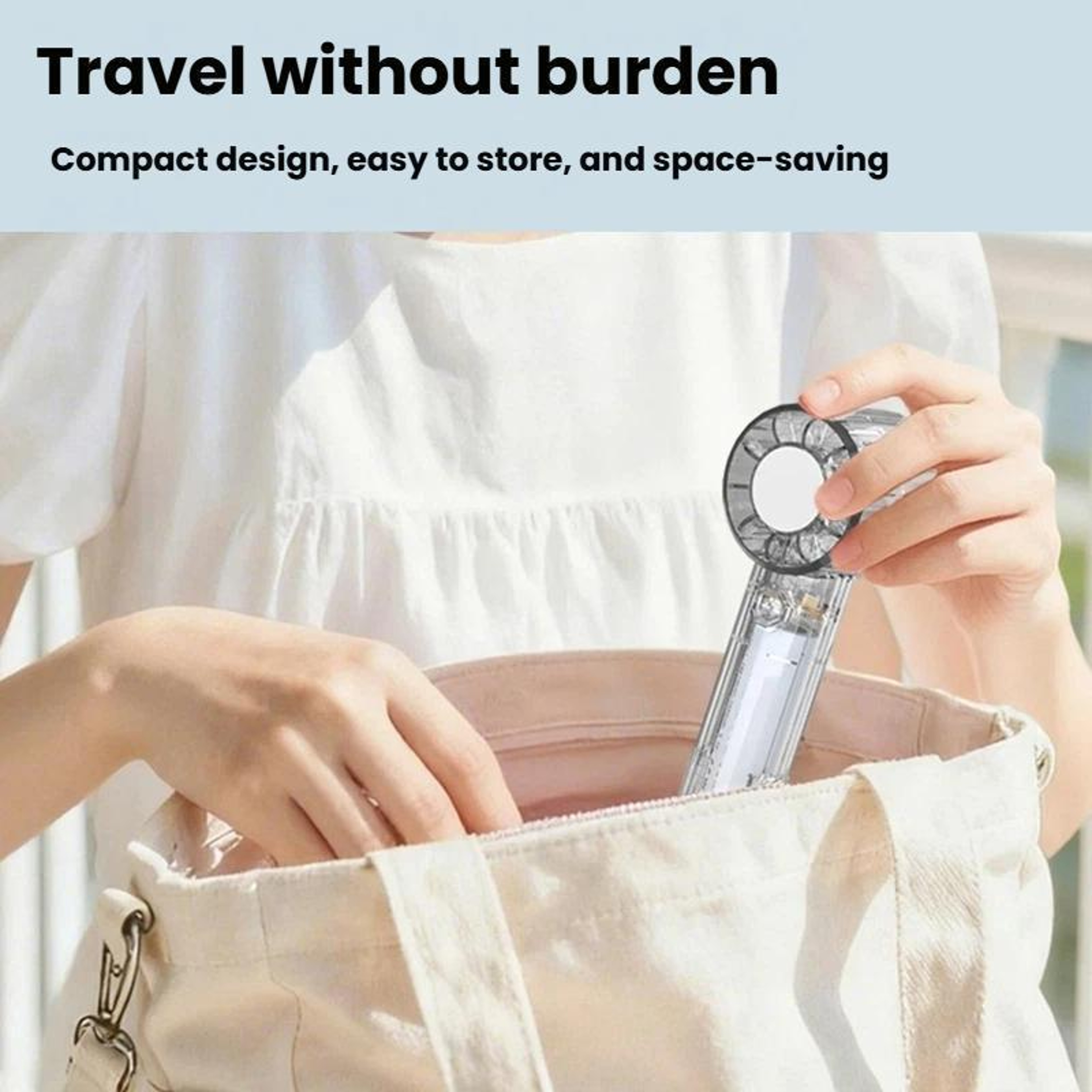 4-Speed Rechargeable Mini Handheld Fan with Carabiner Clip and Mirror – view 13