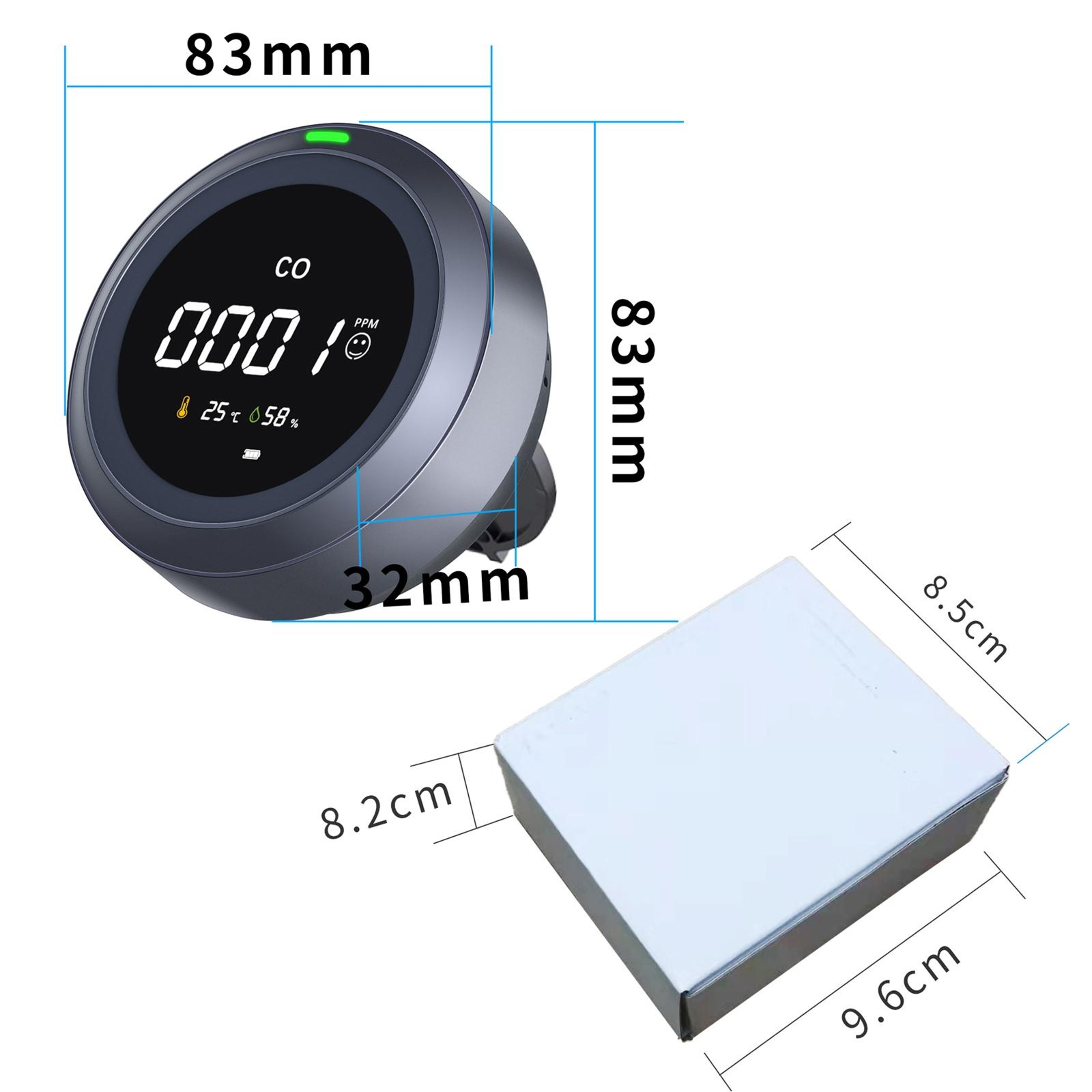 Portable Carbon Monoxide Detector with Temperature and Humidity Monitor – view 3