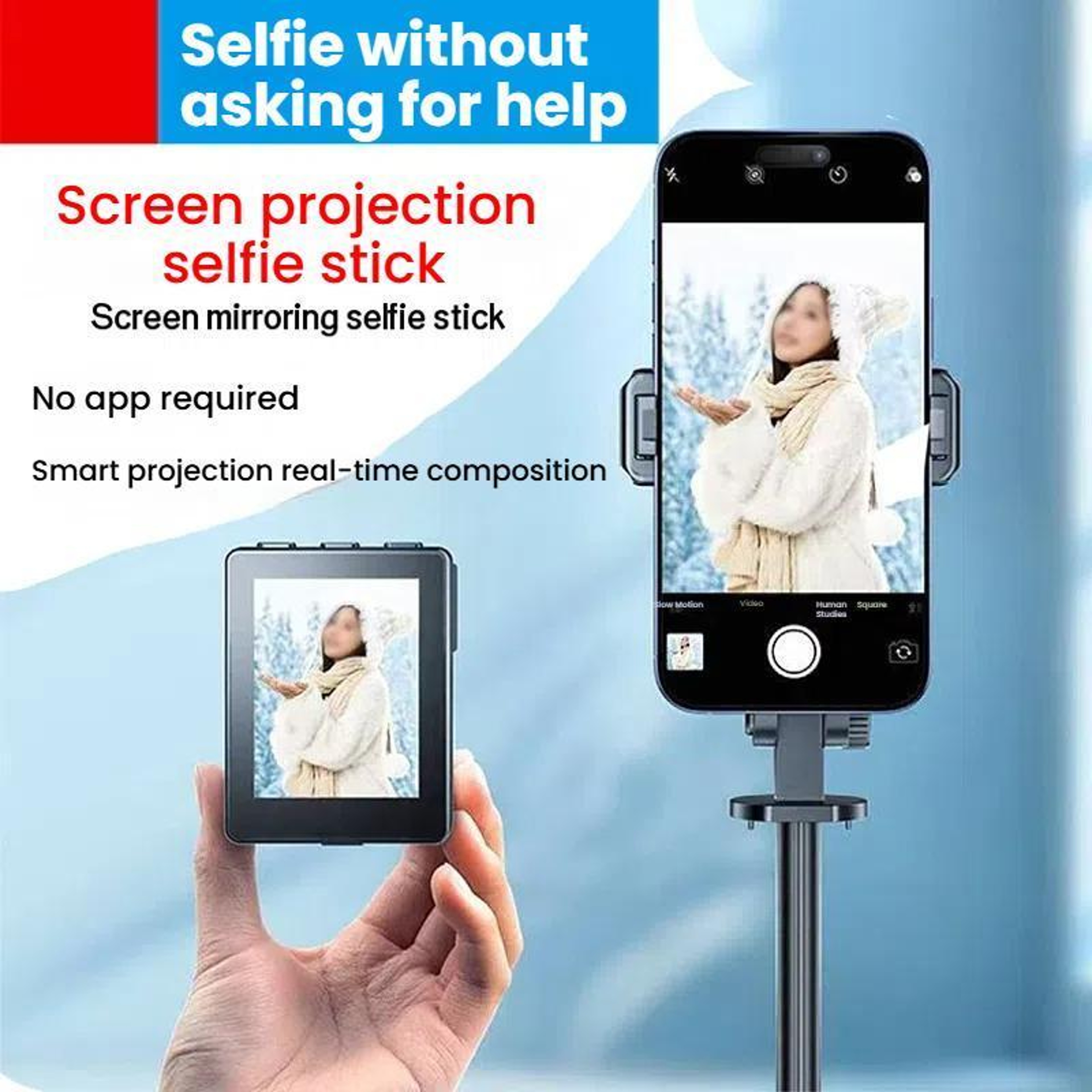 Screen Mirroring Selfie Stick with HD Display and 360° Tripod Stand – view 5