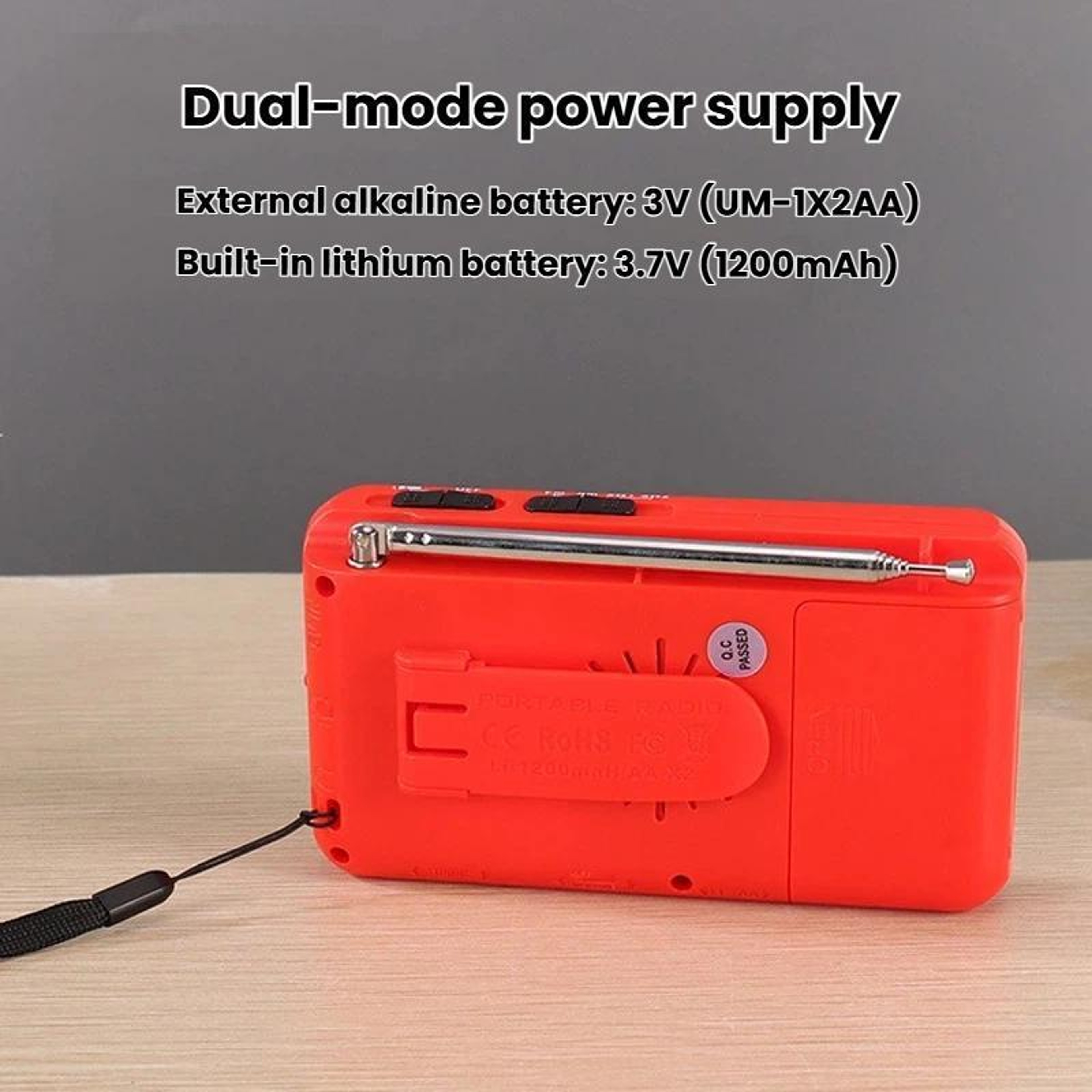Portable AM FM Shortwave Radio with Dual Power and LED Light – view 3