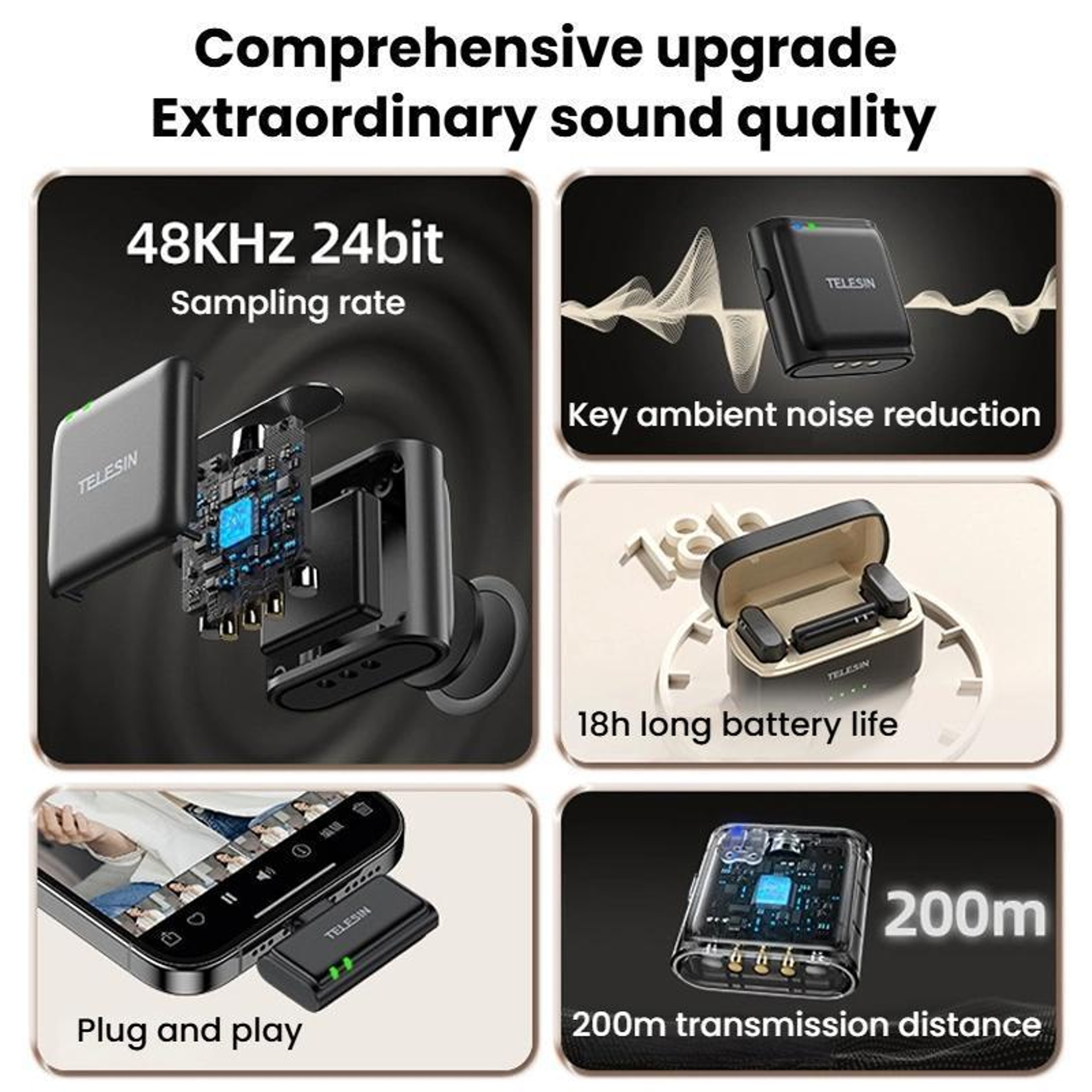 Wireless Lavalier Microphone with Noise Cancellation and USB-C Receiver – view 6