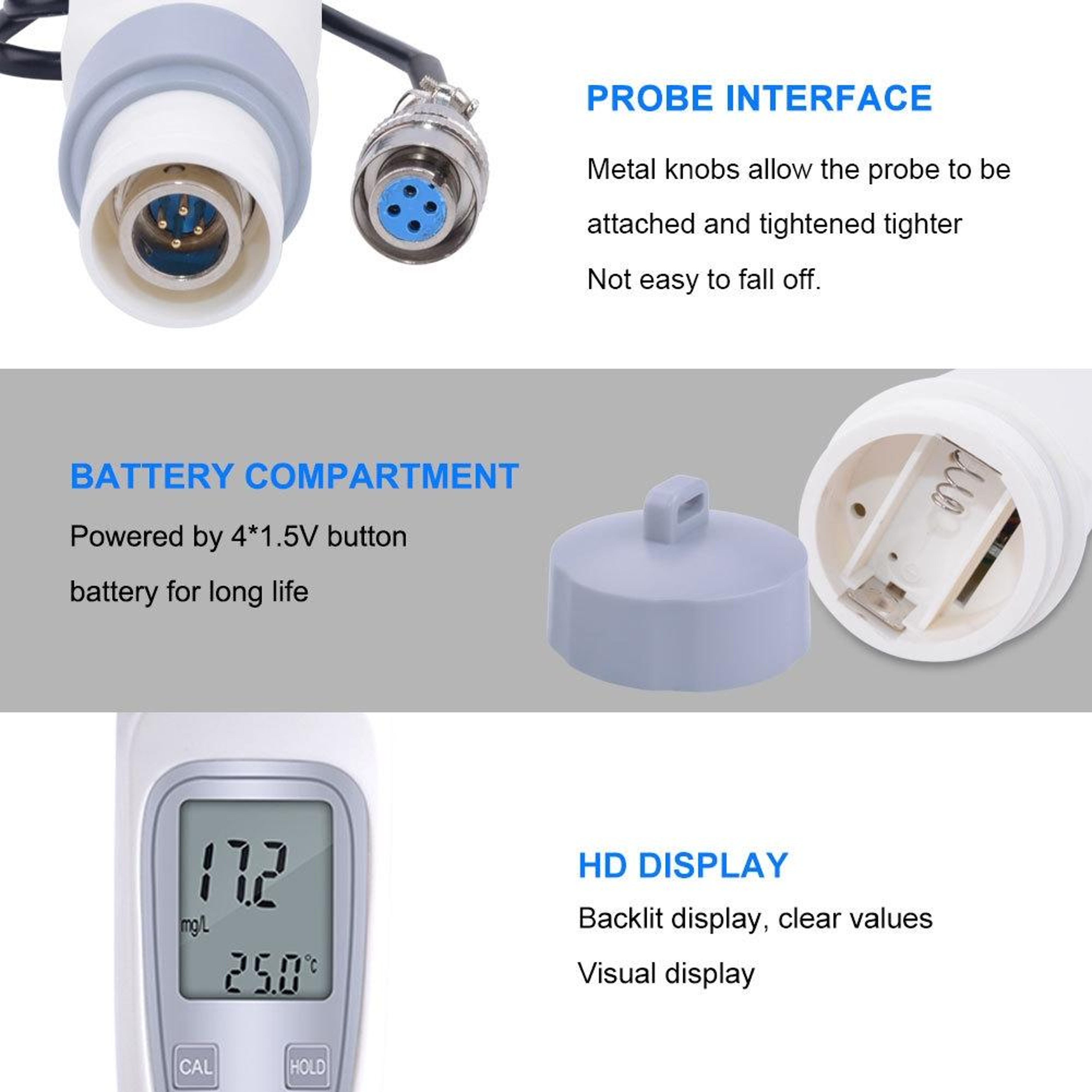 Portable Dissolved Oxygen Meter with LCD Display and Temperature Compensation – view 4