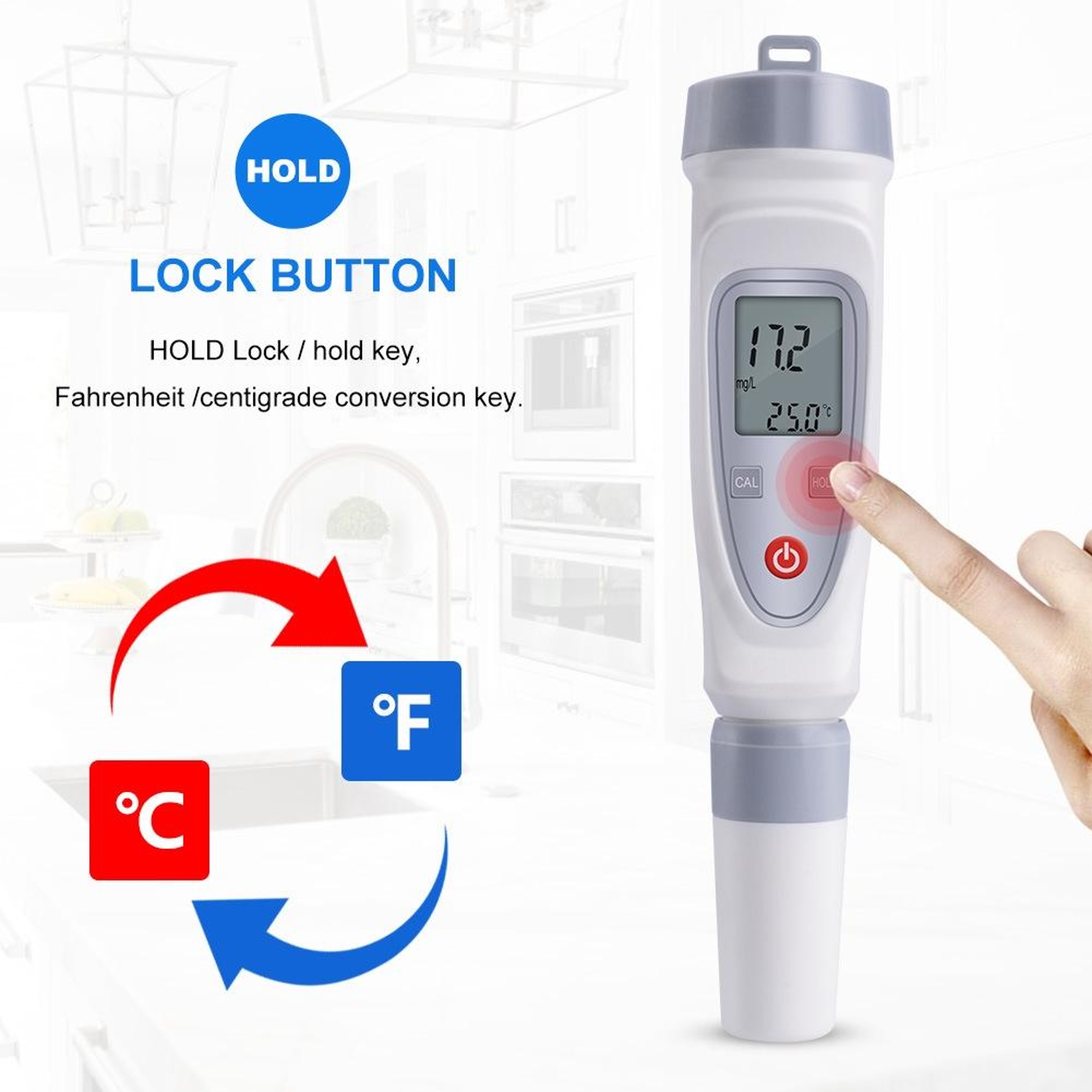 Portable Dissolved Oxygen Meter with LCD Display and Temperature Compensation – view 5