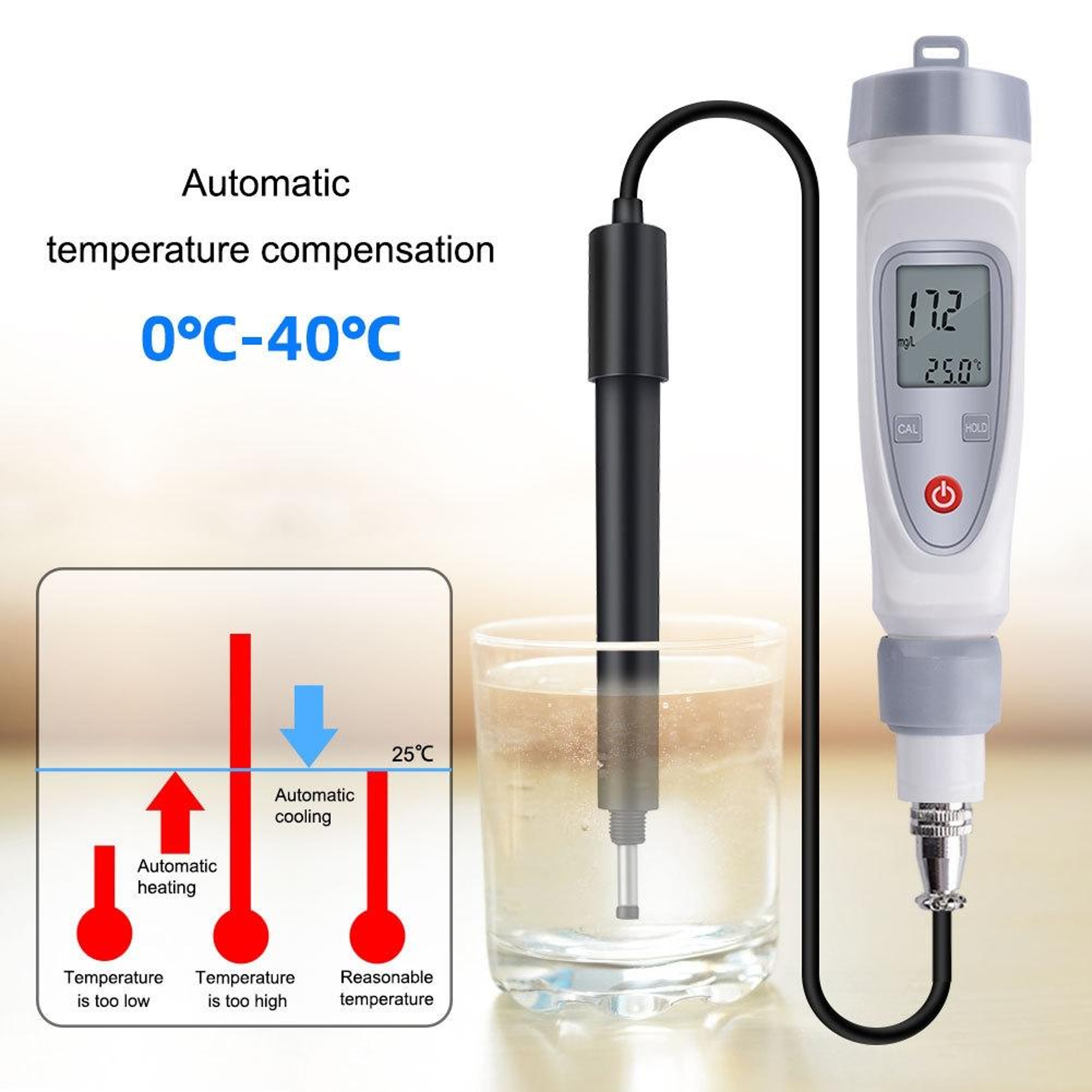 Portable Dissolved Oxygen Meter with LCD Display and Temperature Compensation – view 6