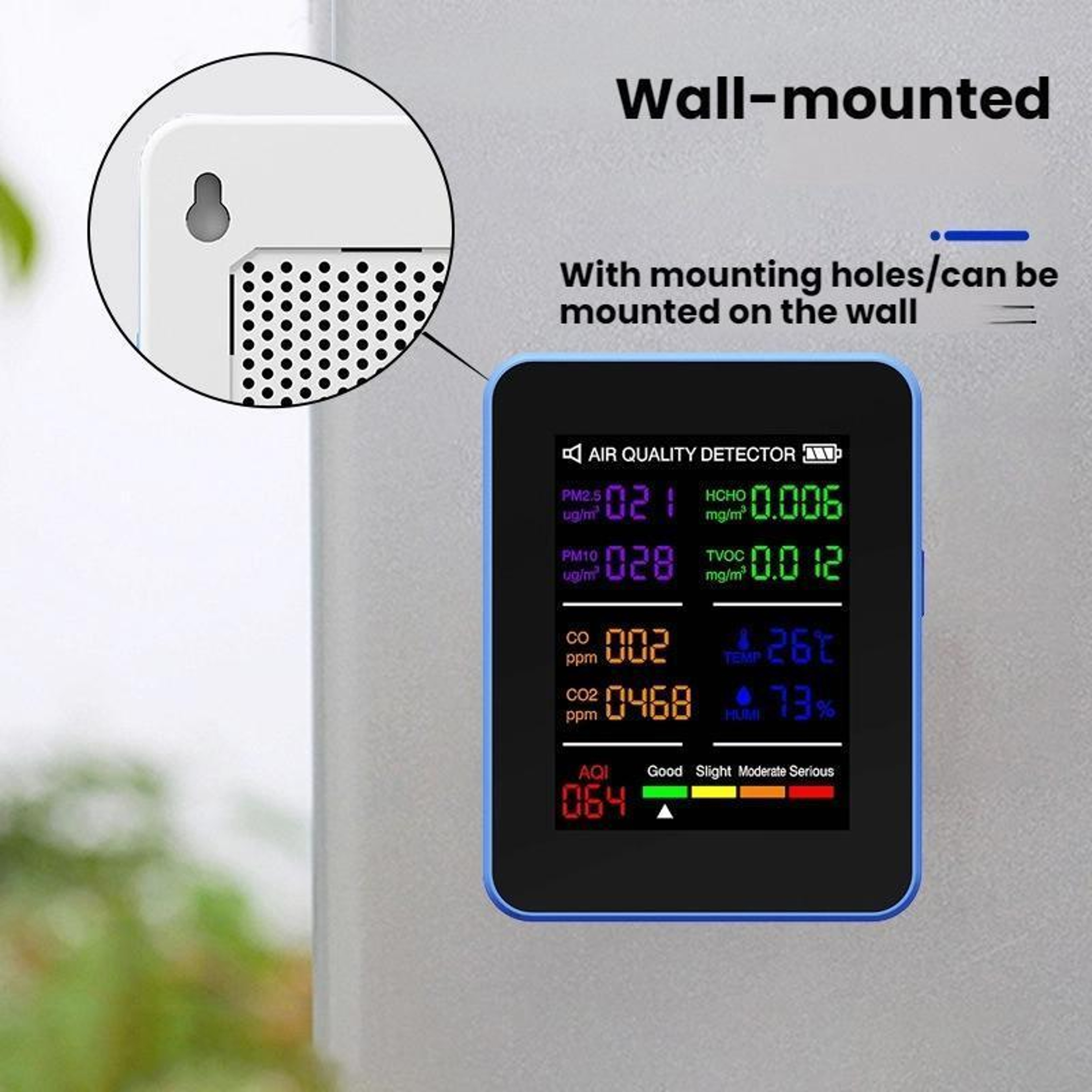 Multifunctional CO2 Air Quality Monitor with LCD Display and Wall Mount – view 4