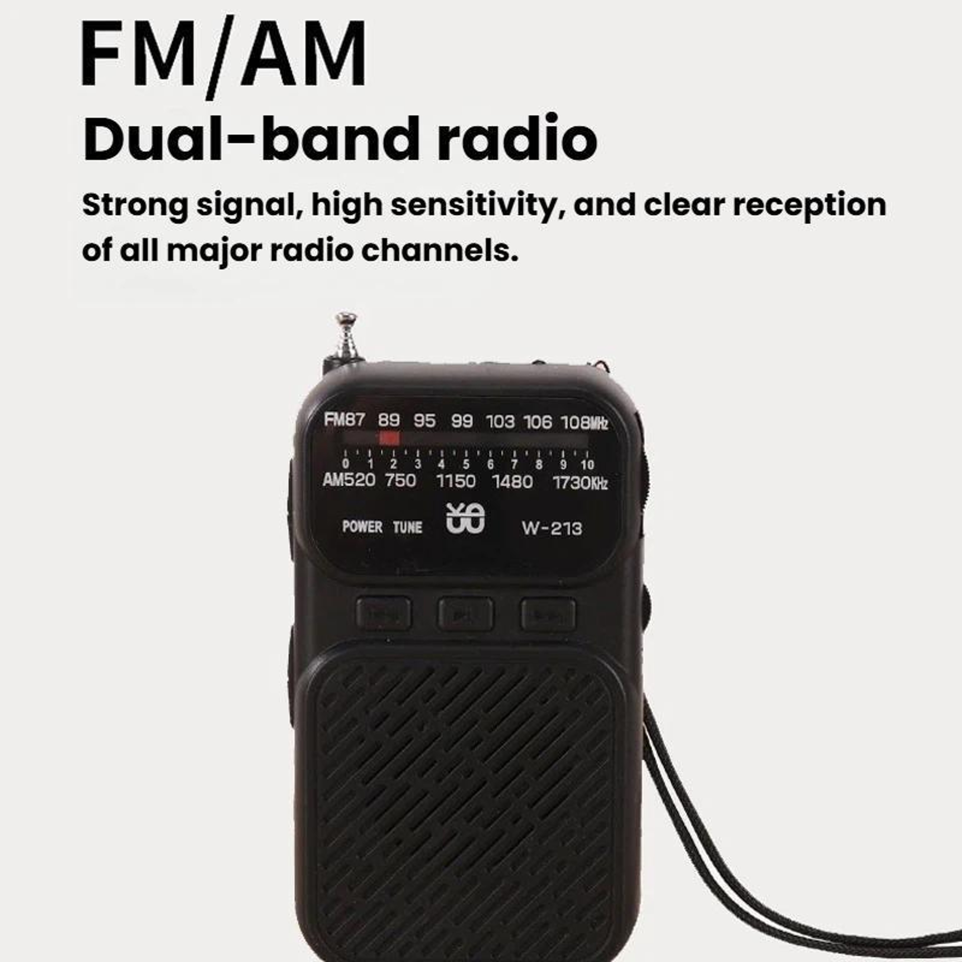 Portable AM/FM Radio with Bluetooth 5.3 Dual Power and Flashlight – view 2
