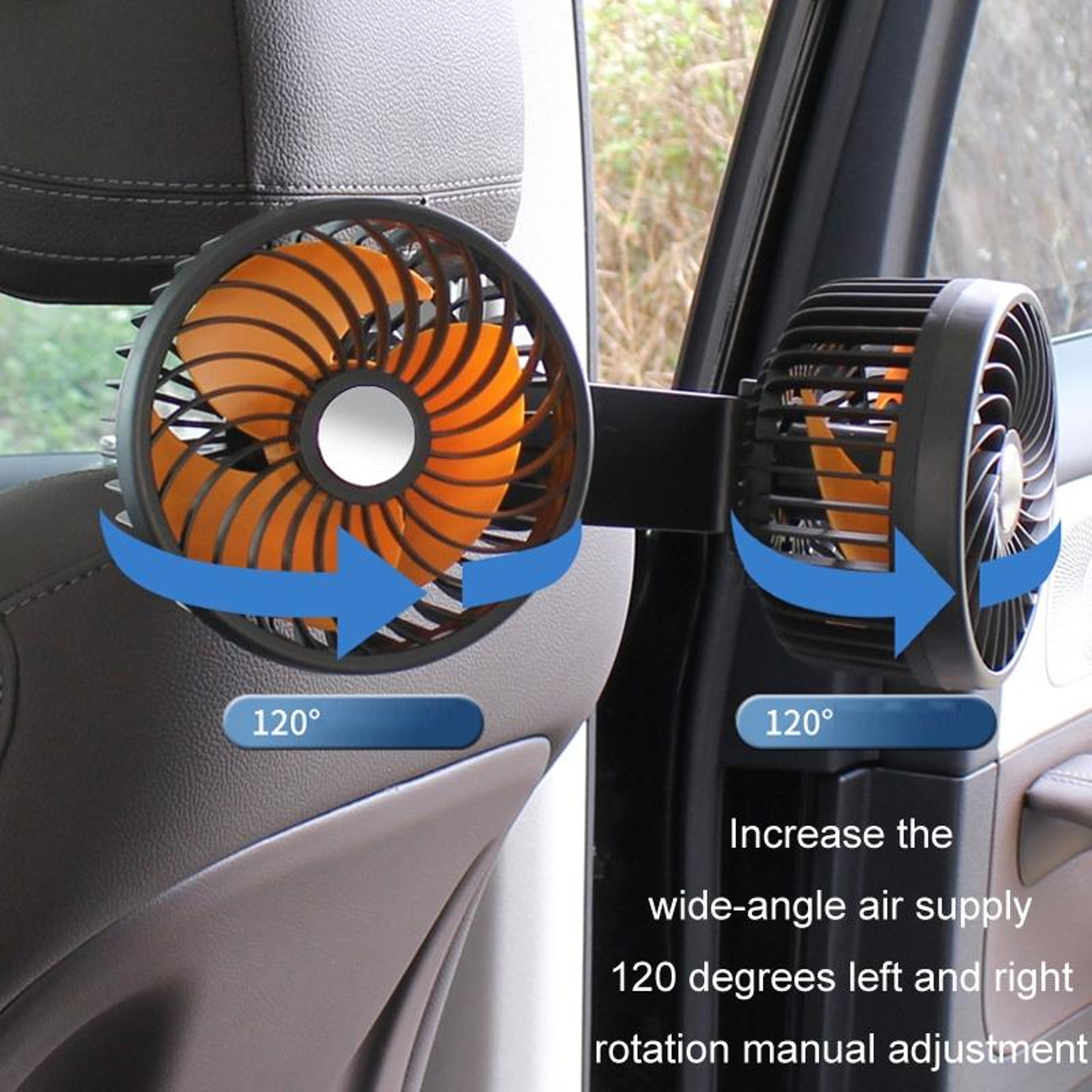 Dual Head Car Rear Seat Fan with USB Power and 3 Adjustable Speeds – view 10