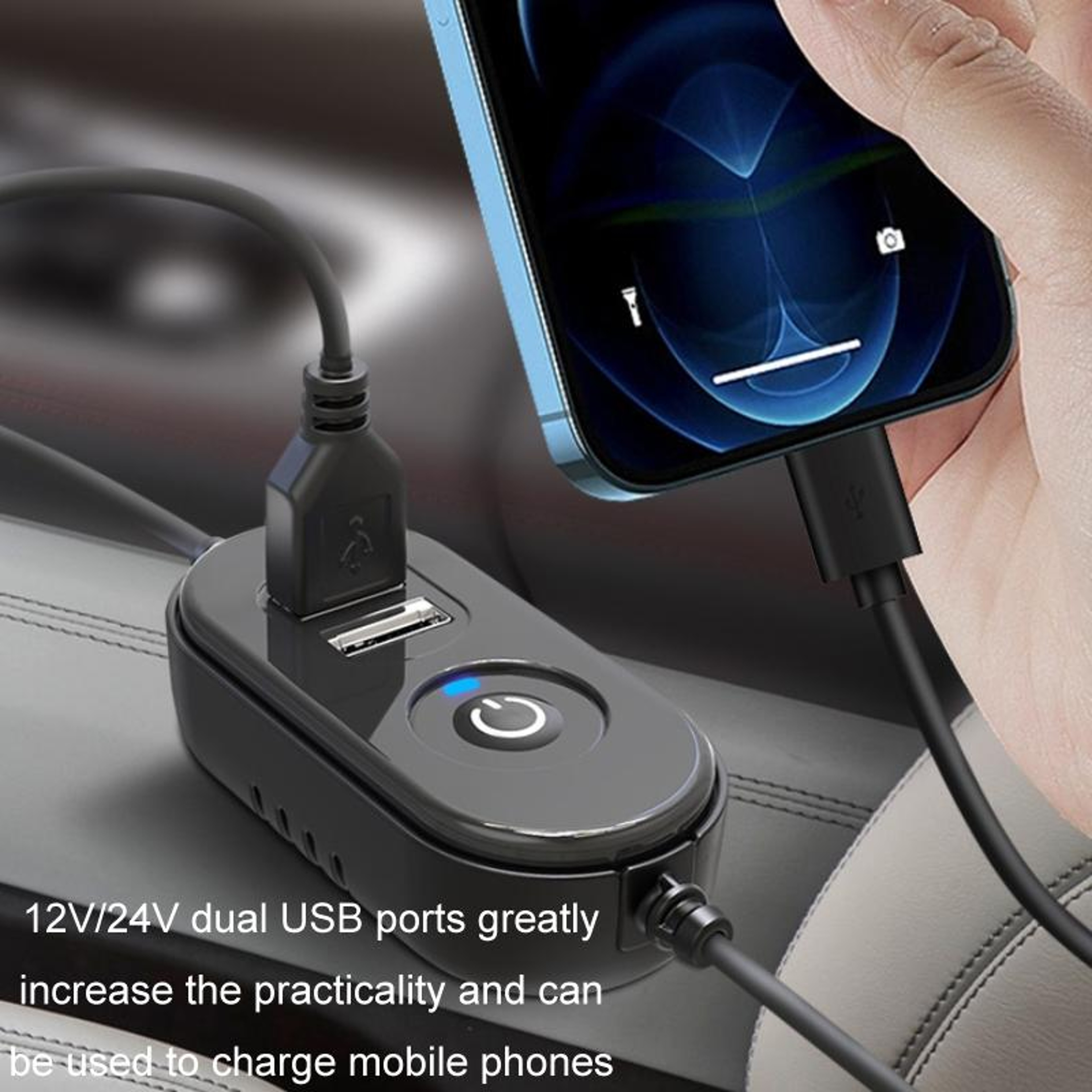 Dual Head Car Rear Seat Fan with USB Power and 3 Adjustable Speeds – view 11