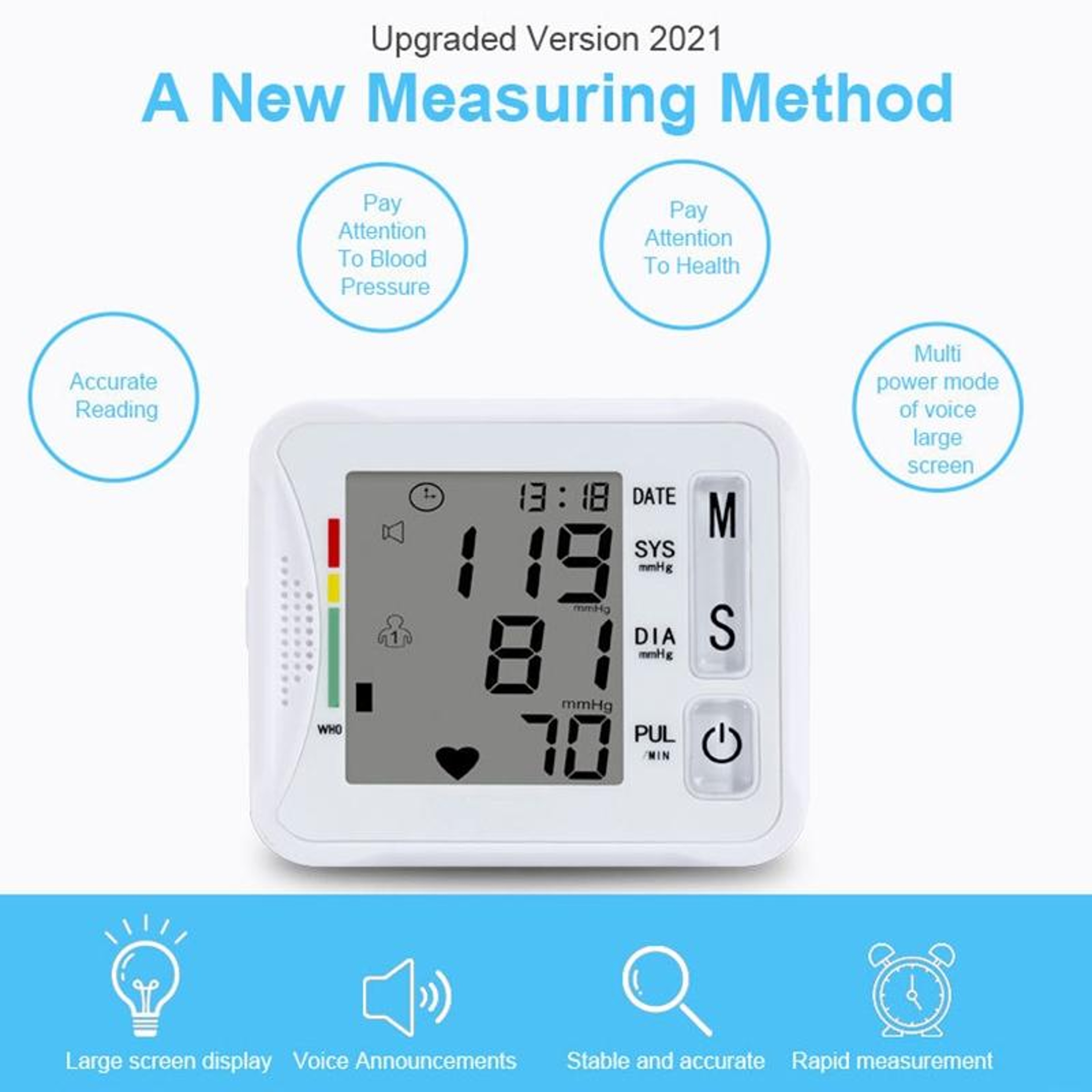 Automatic Wrist Blood Pressure Monitor With LCD Display And Memory Storage 2