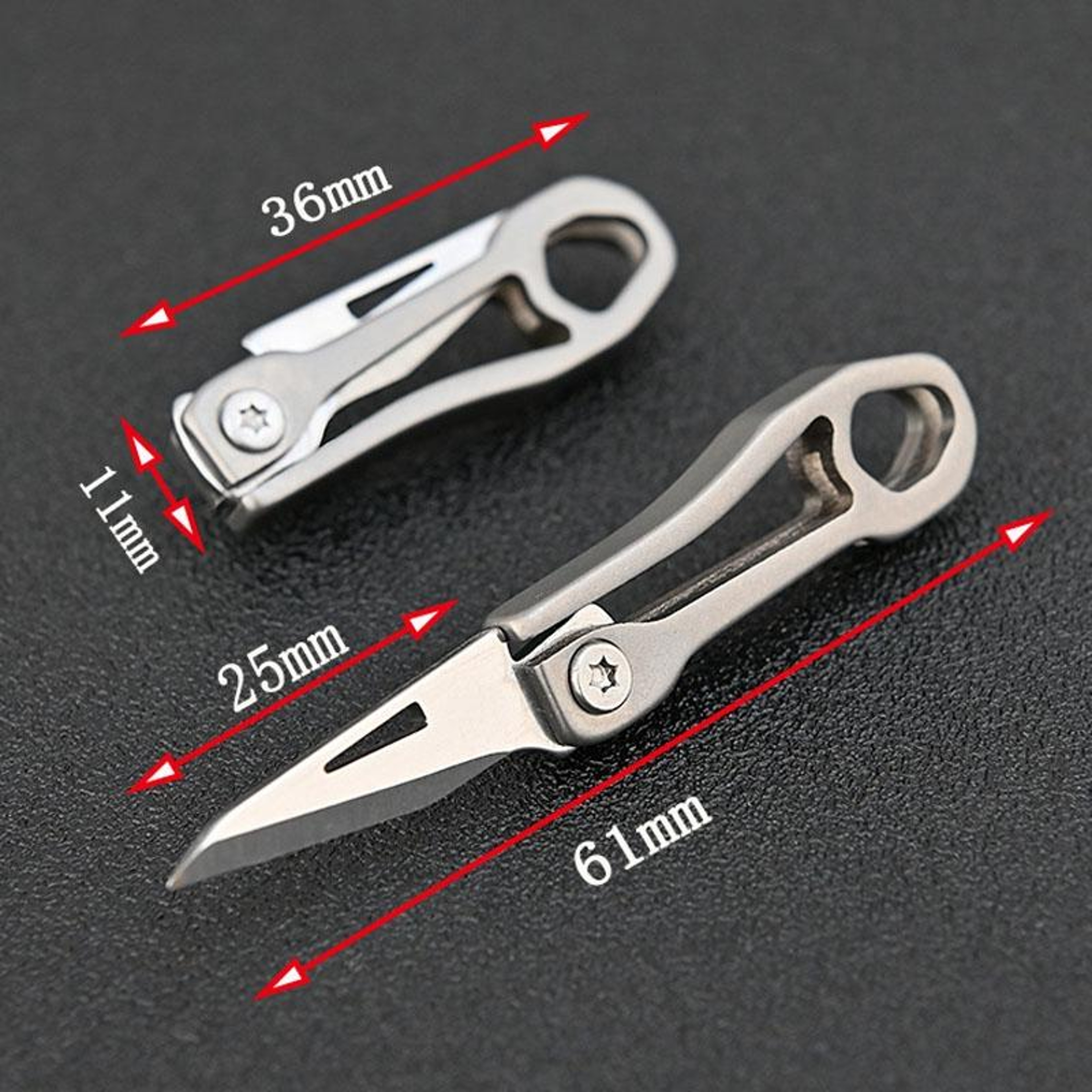 Titanium Alloy Mini Folding Keychain Knife With Stainless Steel Blade 2