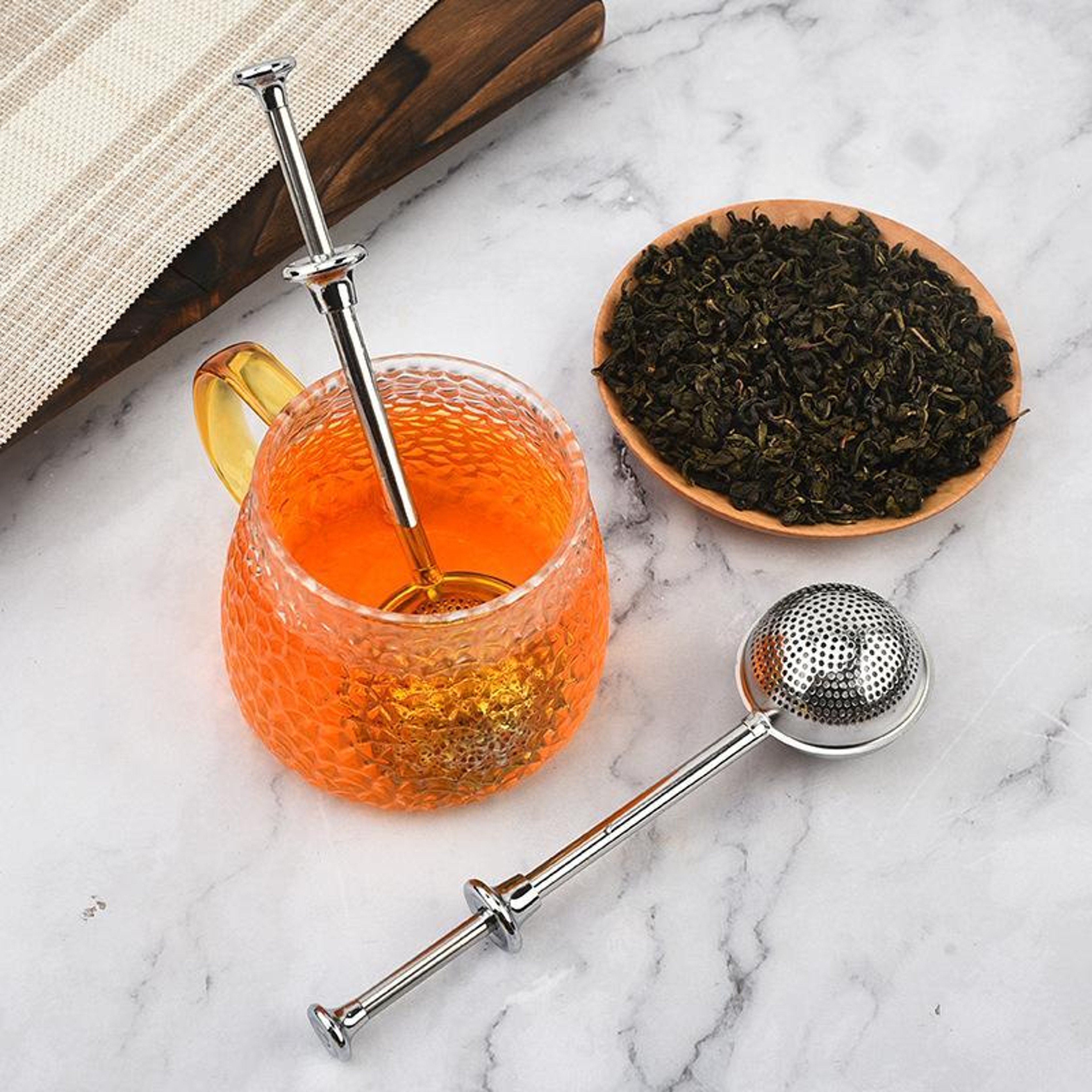Stainless Steel Tea Strainer with Fine Mesh and Rounded Handle – view 3