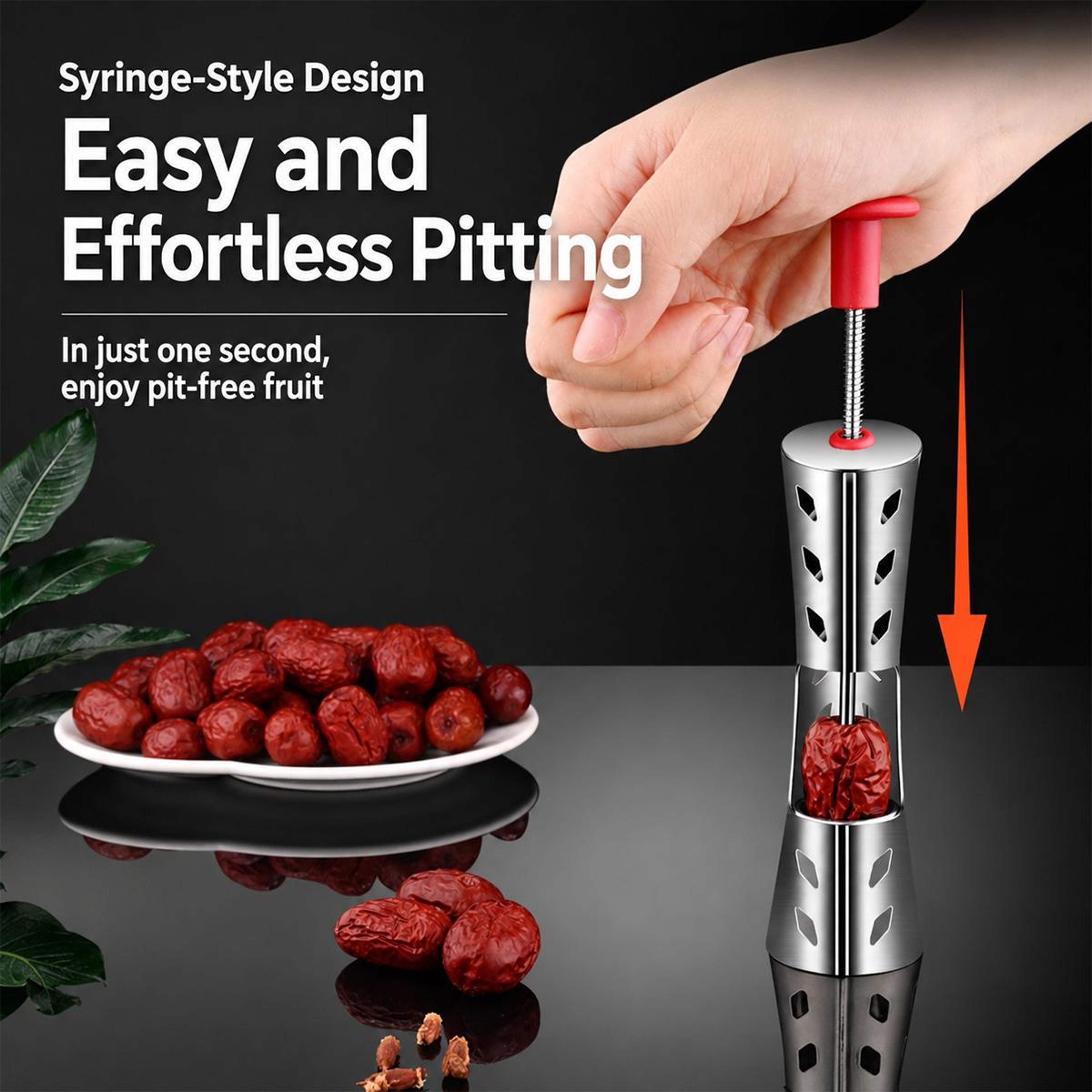 304 Stainless Steel Fruit Pitter and Jujube Corer Push-Type Seed Remover – view 3