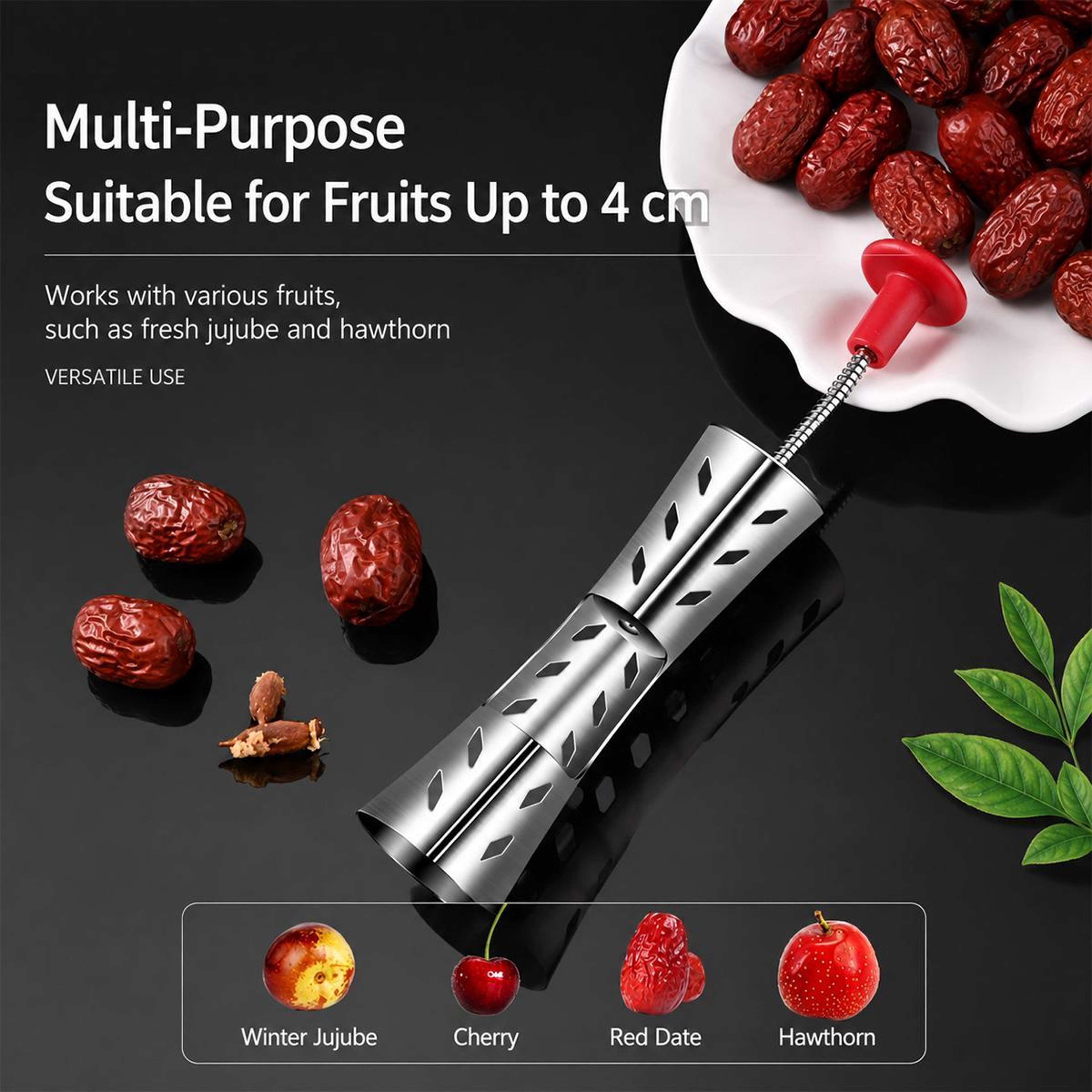 304 Stainless Steel Fruit Pitter and Jujube Corer Push-Type Seed Remover – view 5