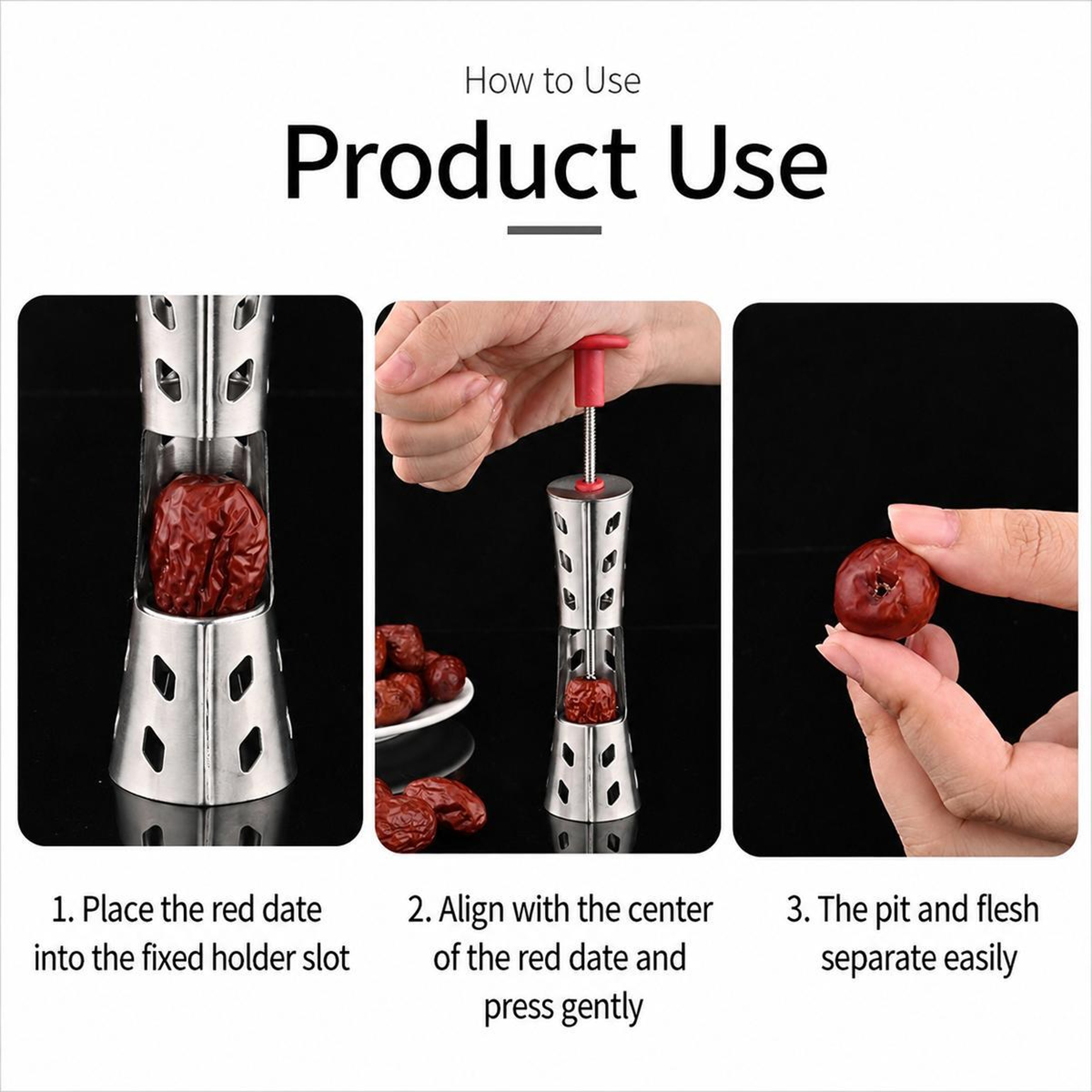 304 Stainless Steel Fruit Pitter and Jujube Corer Push-Type Seed Remover – view 9