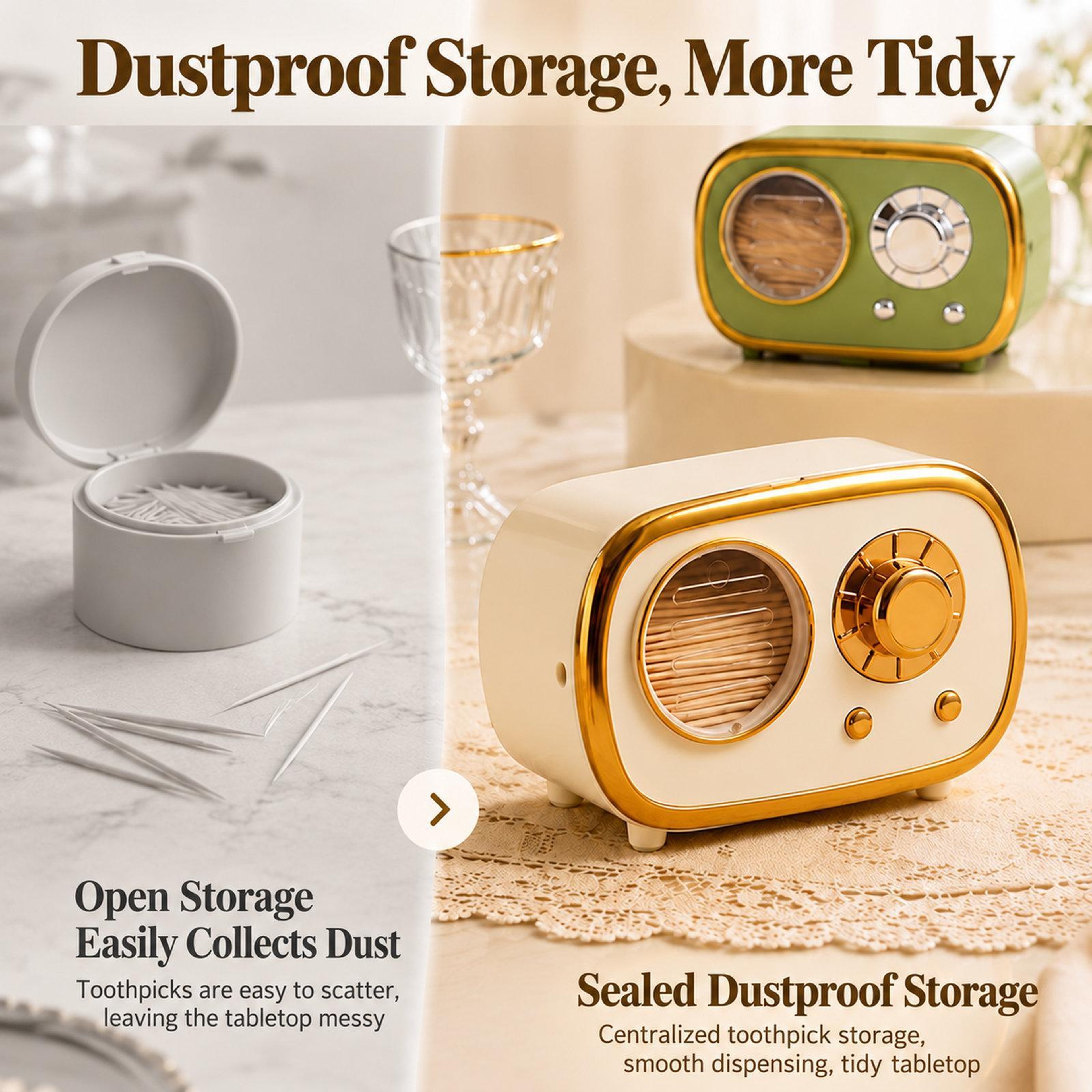 Vintage RadioShaped Toothpick Holder With Dustproof Storage 3