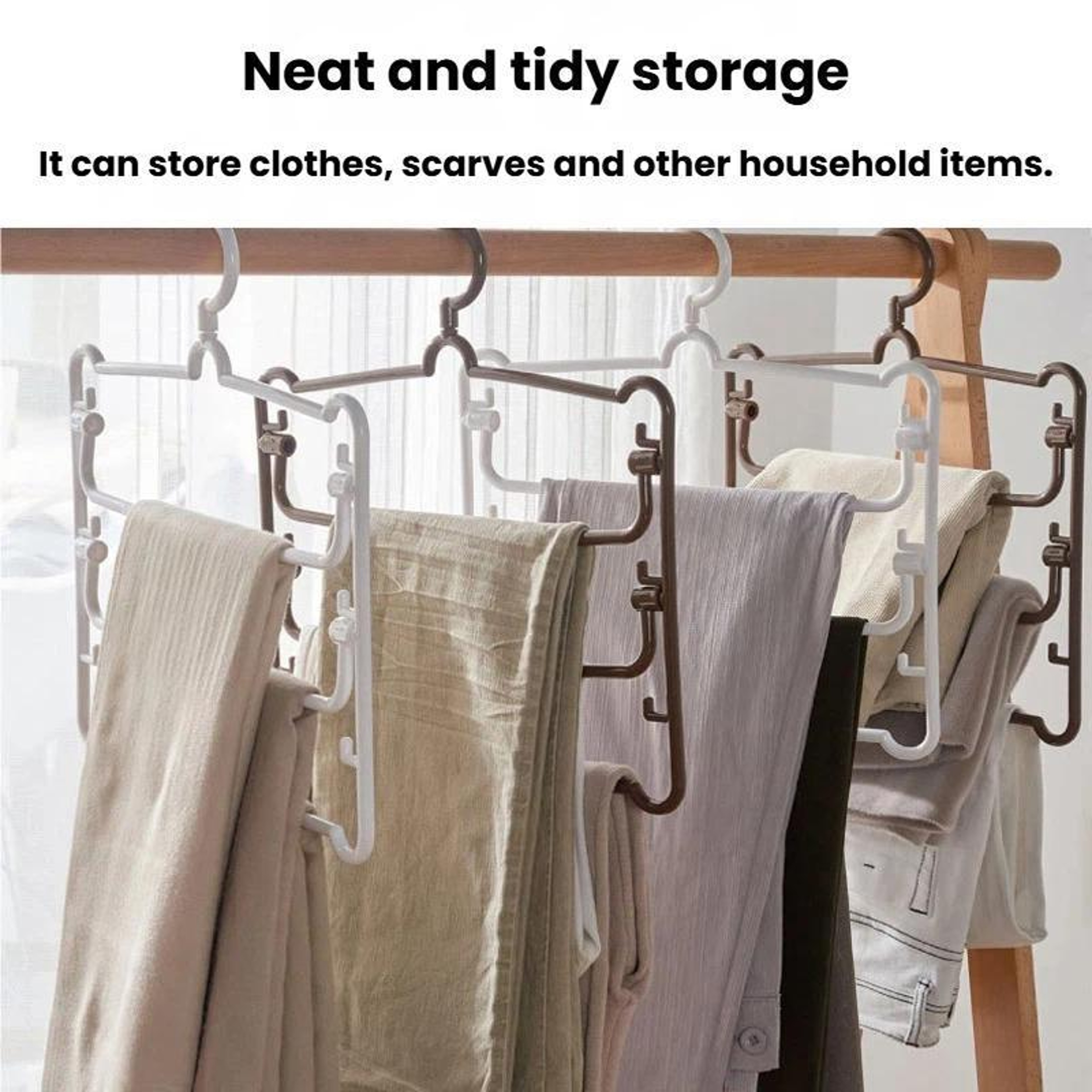 5pcs MultiLayer Pants Hanger Set For SpaceSaving Closet Organization 2