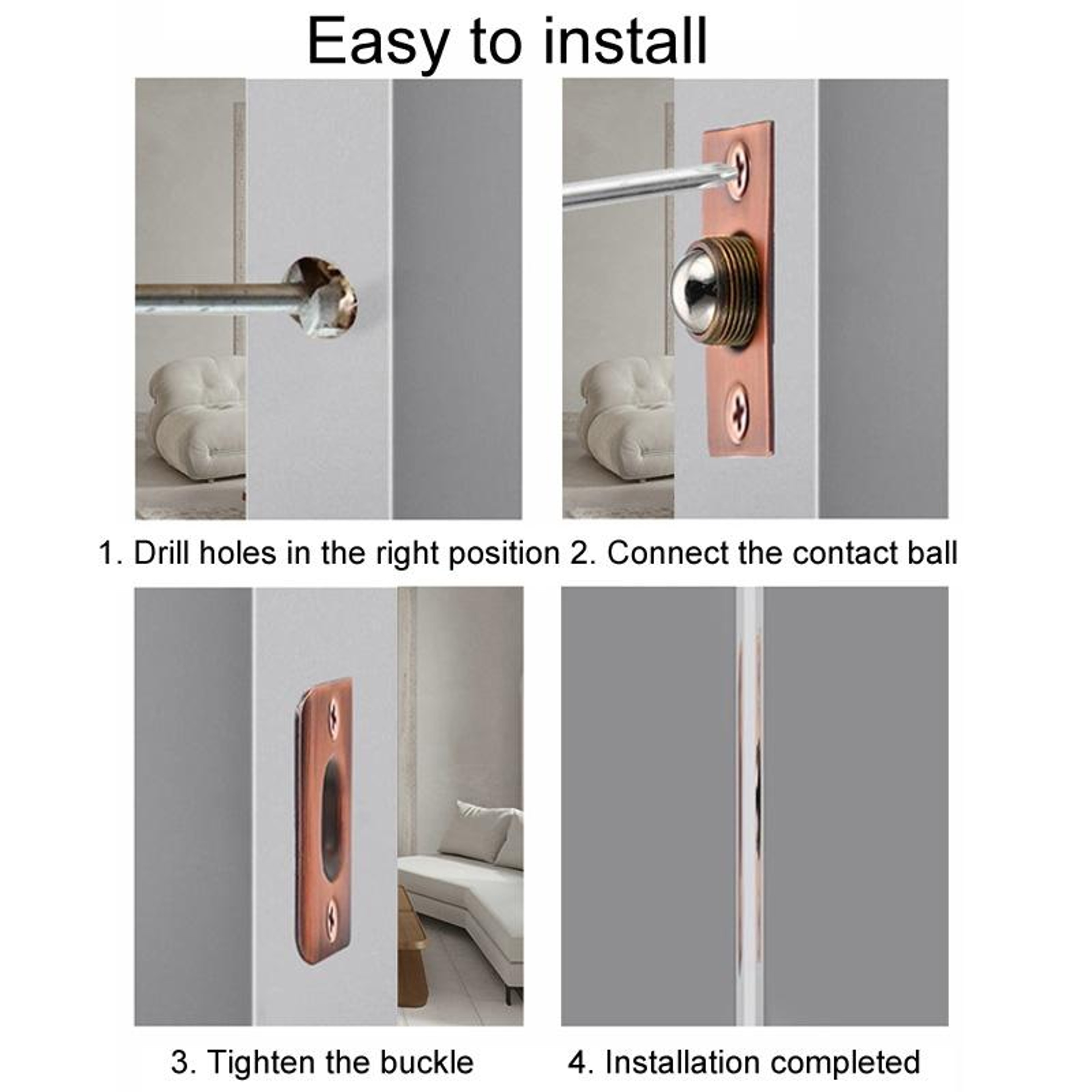 Adjustable Stainless Steel And Copper Door Ball Catch Latch 10