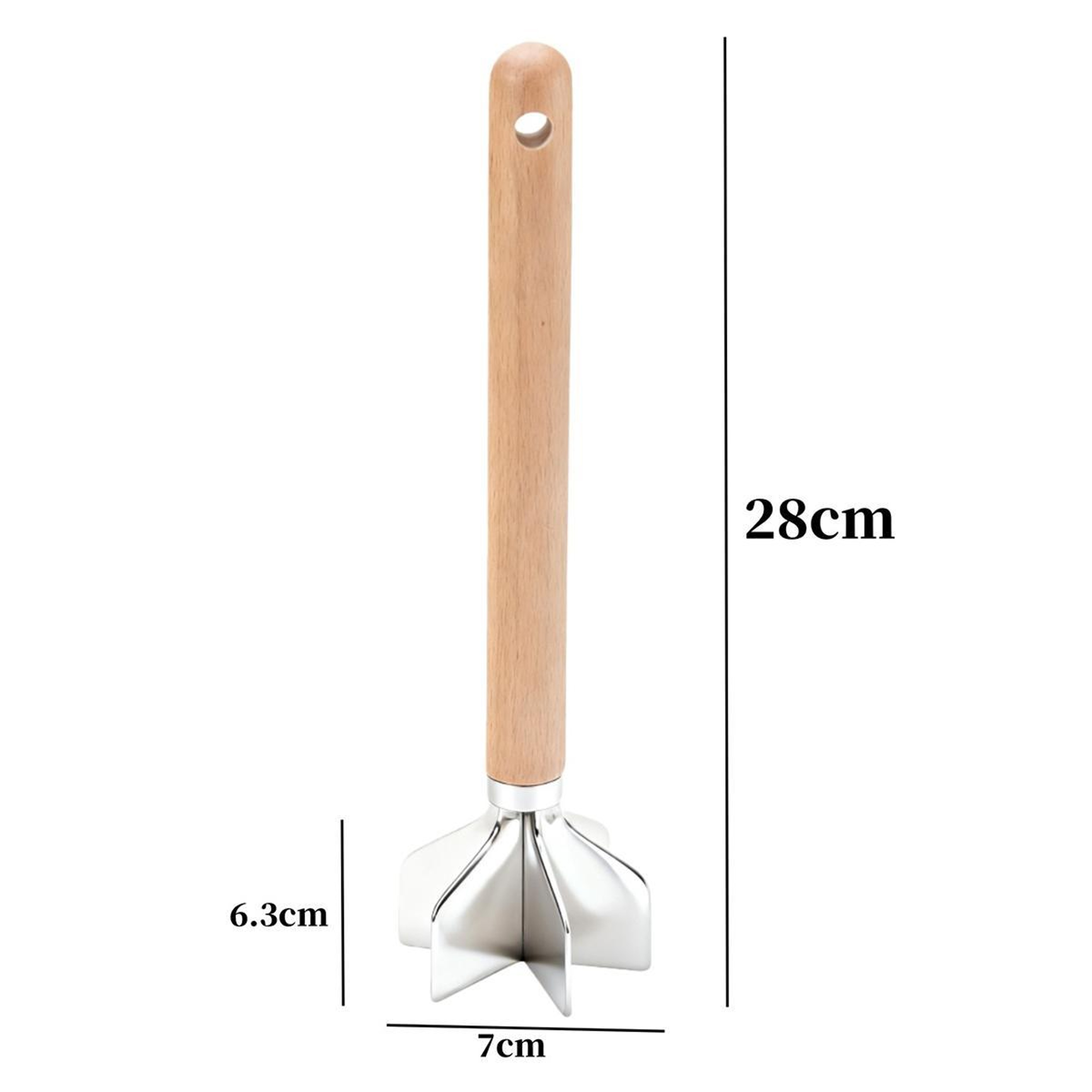 Stainless Steel 6-Blade Meat Chopper and Potato Masher with Wooden Handle – view 2