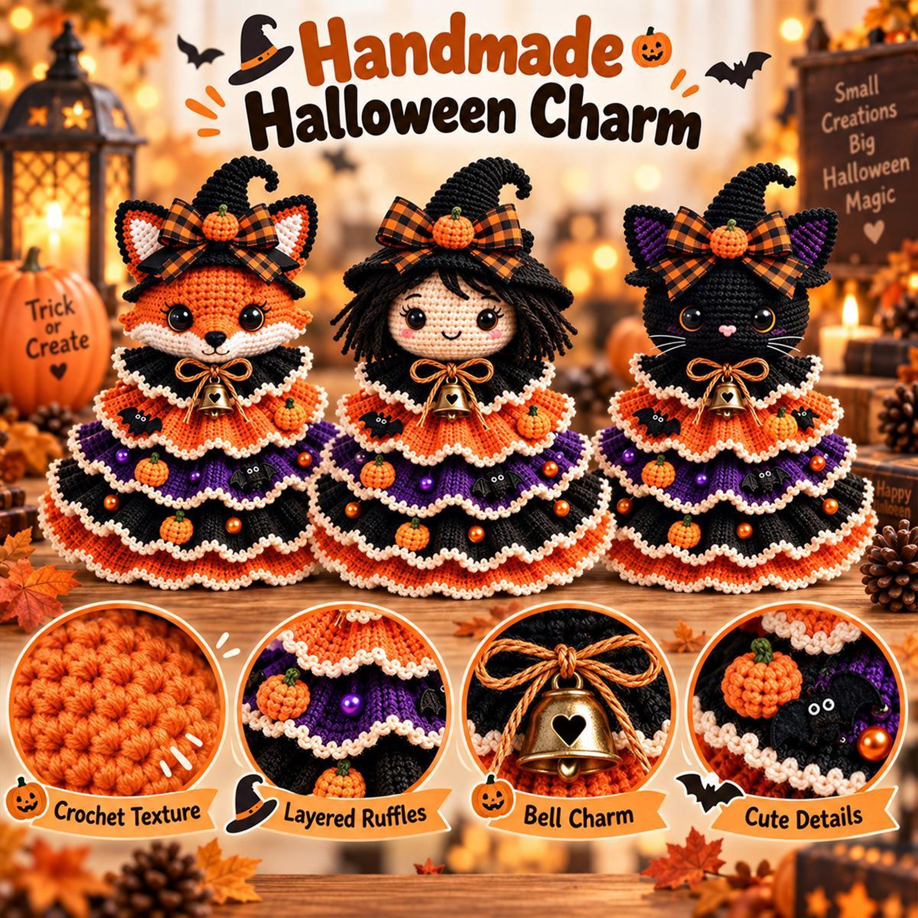 Halloween Crochet DIY Kit For Tabletop Decorations With 9 Character Styles 2