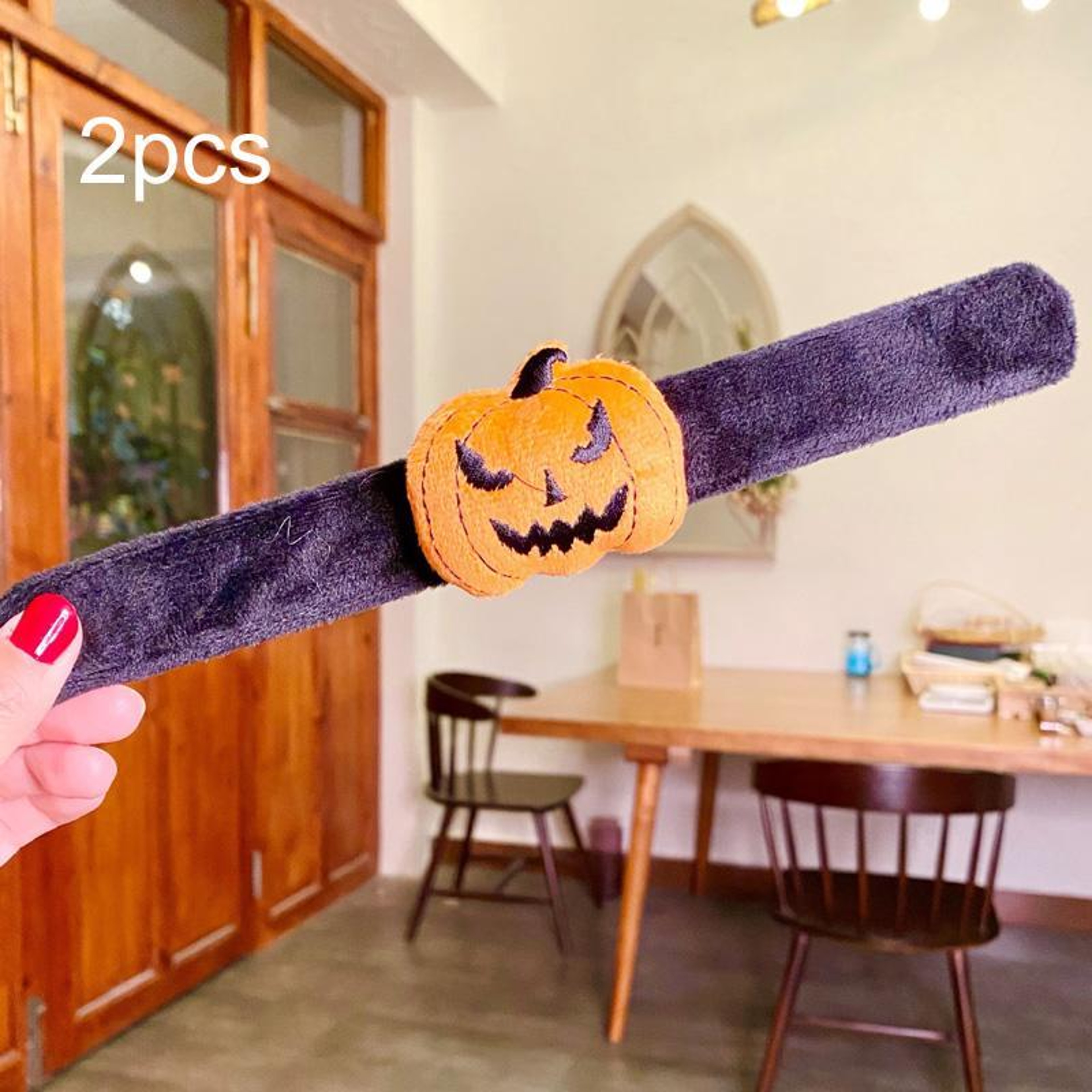 2PCS Halloween Slap Bracelets With Soft Plush Fabric For Kids 0