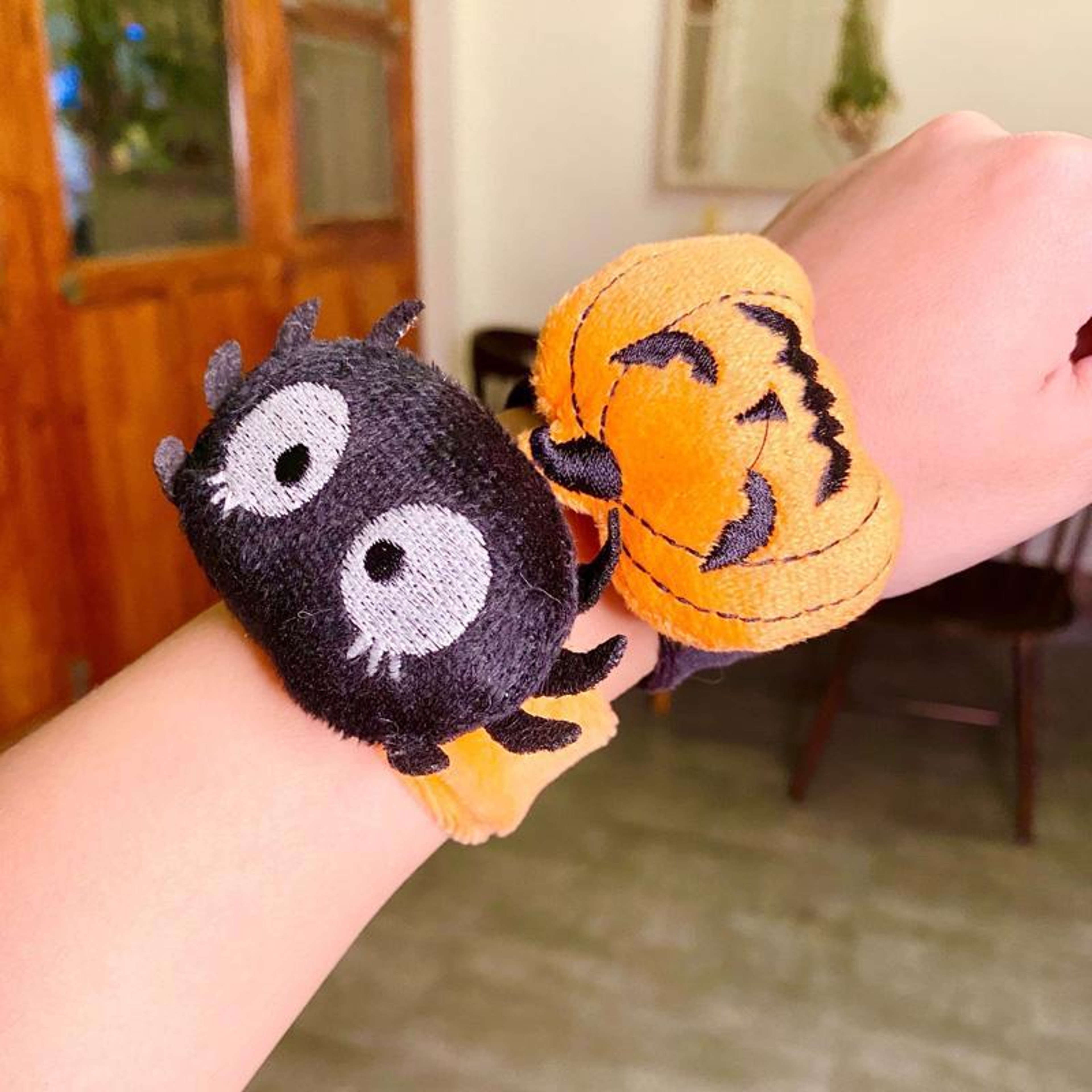 2PCS Halloween Slap Bracelets With Soft Plush Fabric For Kids 2