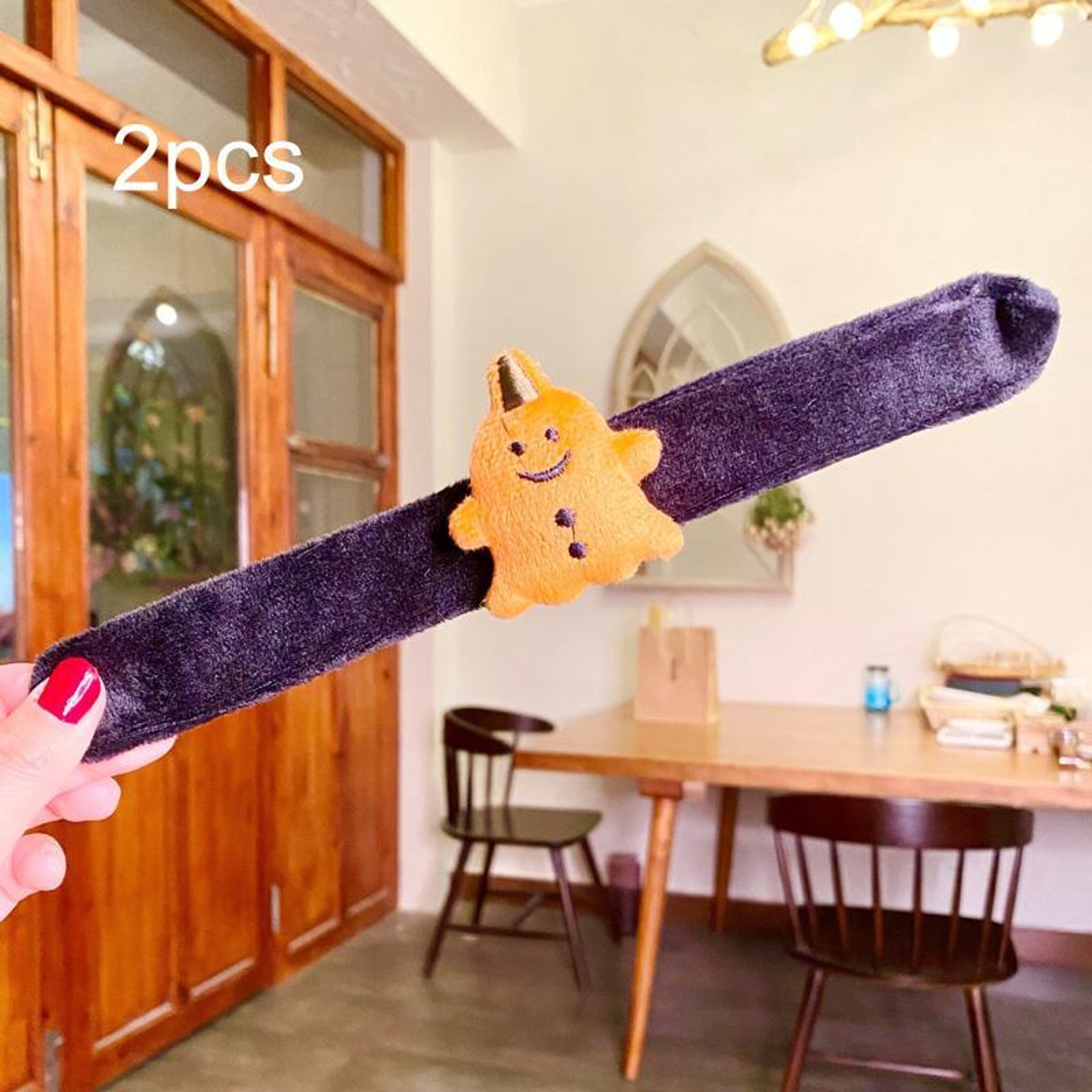 2PCS Halloween Slap Bracelets With Soft Plush Fabric For Kids 6