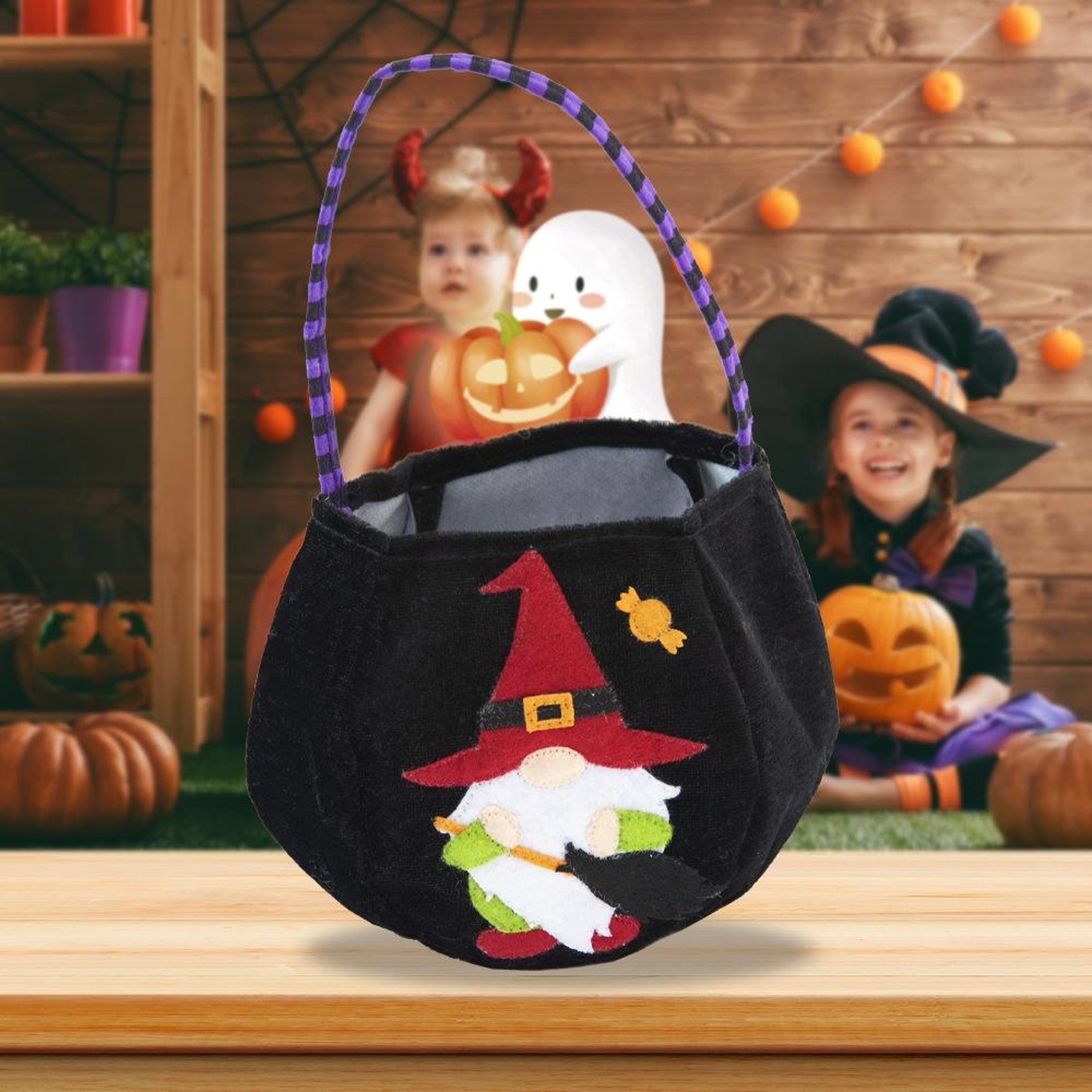 Halloween Candy Gift Bag With Soft Velvet Fabric And Festive Design 0