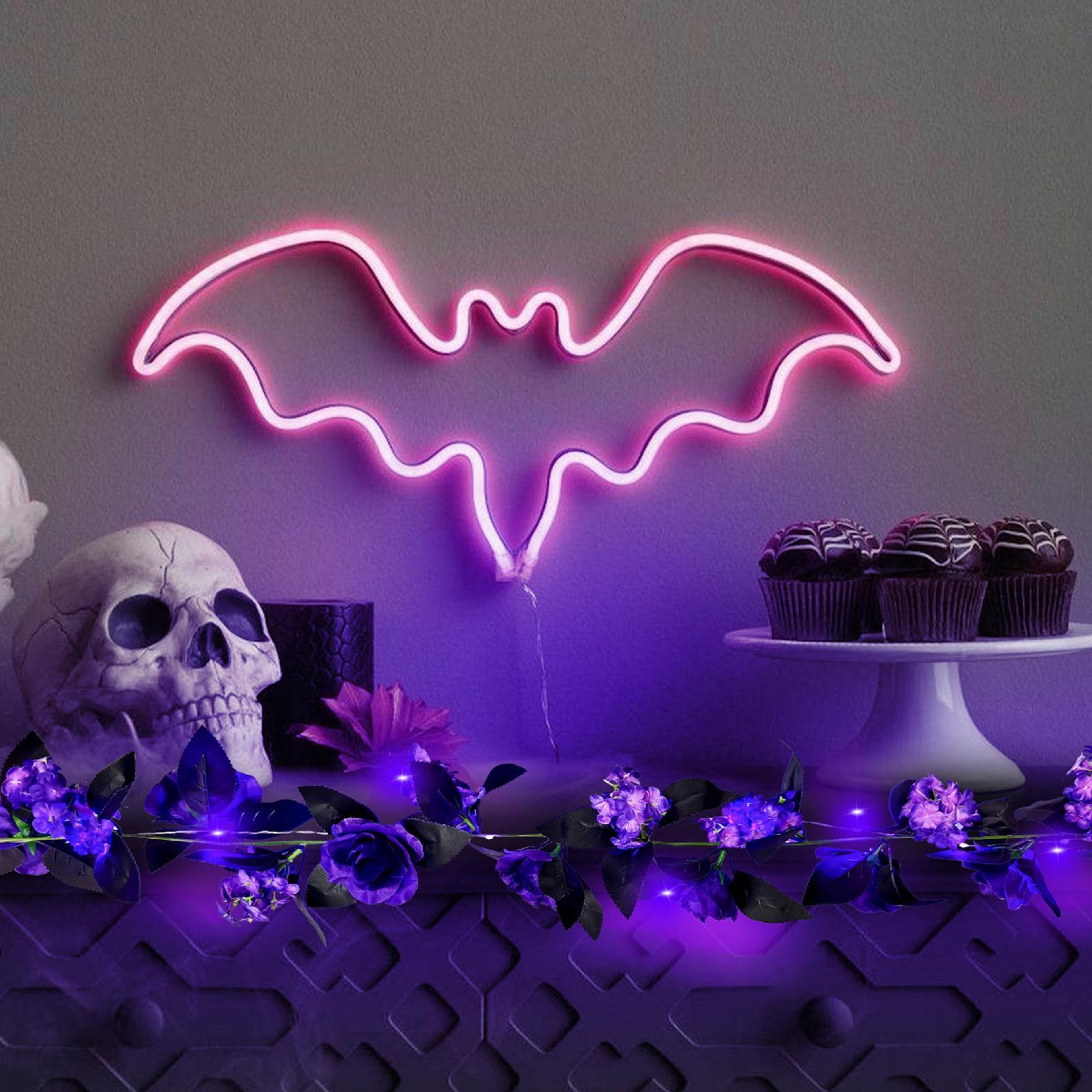 Halloween Light Up Artificial Rose Garland With Flexible Winding Vine 3