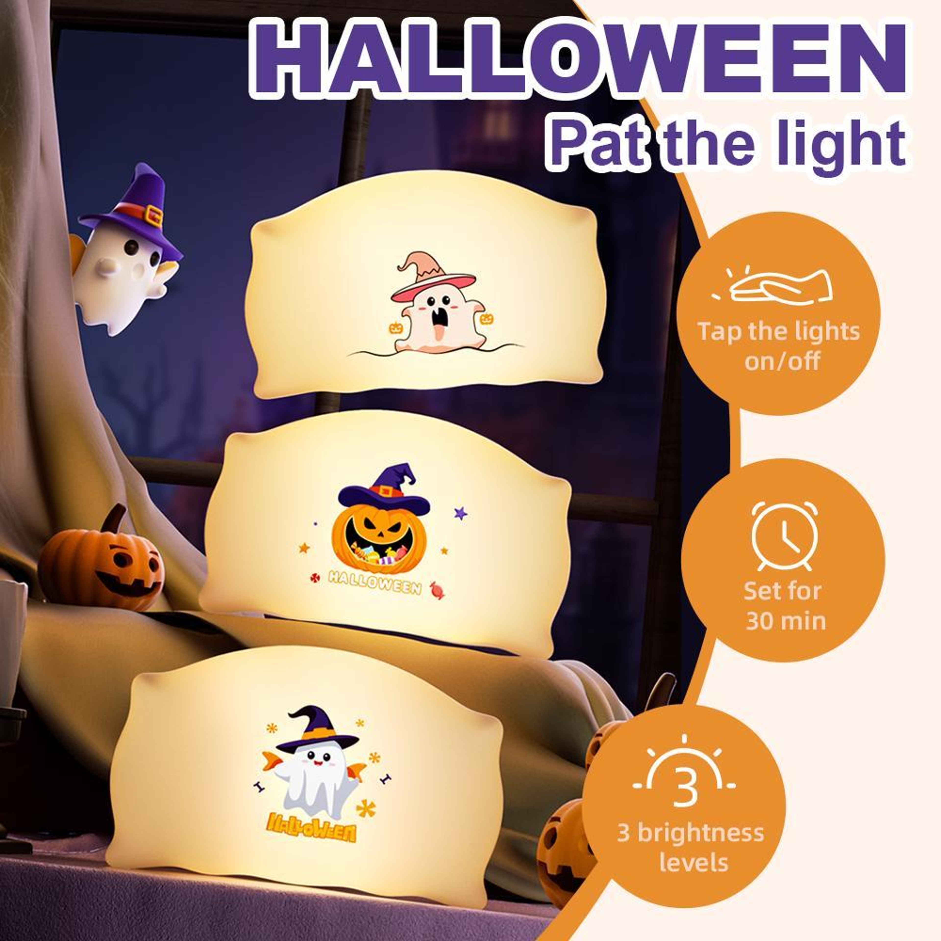 Halloween Pillow Silicone Night Light with Touch Control and 3 Brightness Levels – view 3
