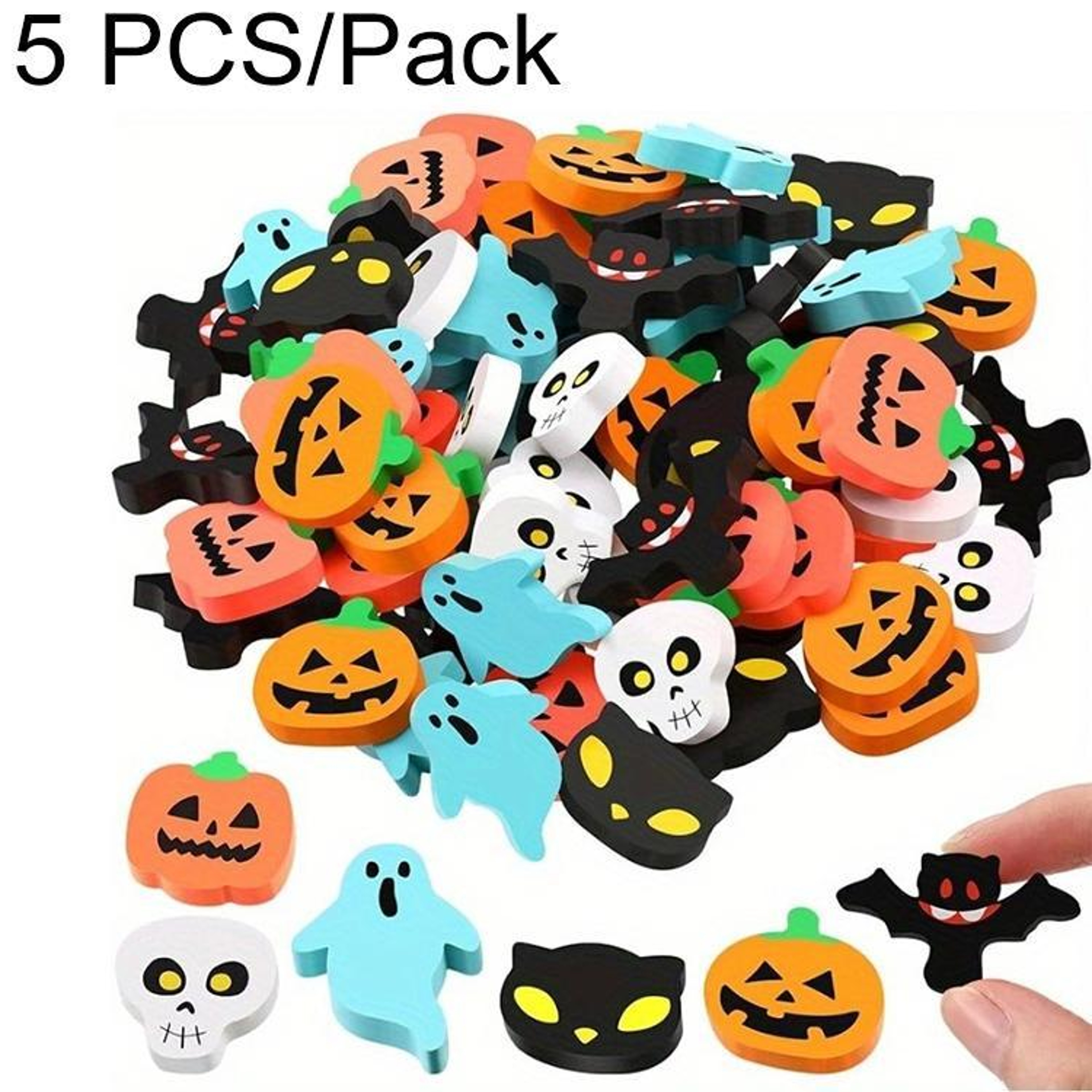 Halloween Cartoon Erasers 5PCS Soft Rubber Pencil Erasers for Kids Random Color Delivery – view 1