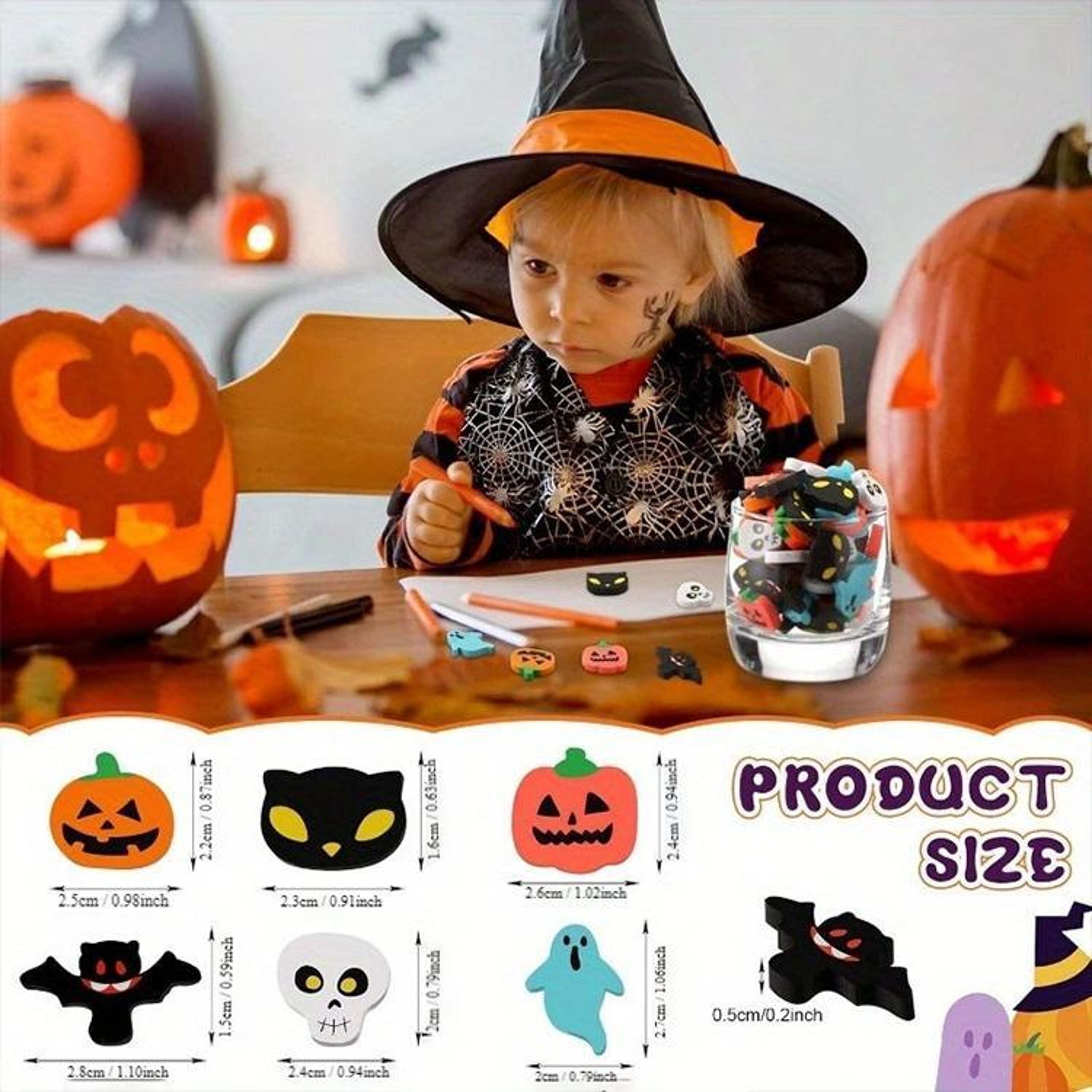 Halloween Cartoon Erasers 5PCS Soft Rubber Pencil Erasers for Kids Random Color Delivery – view 2