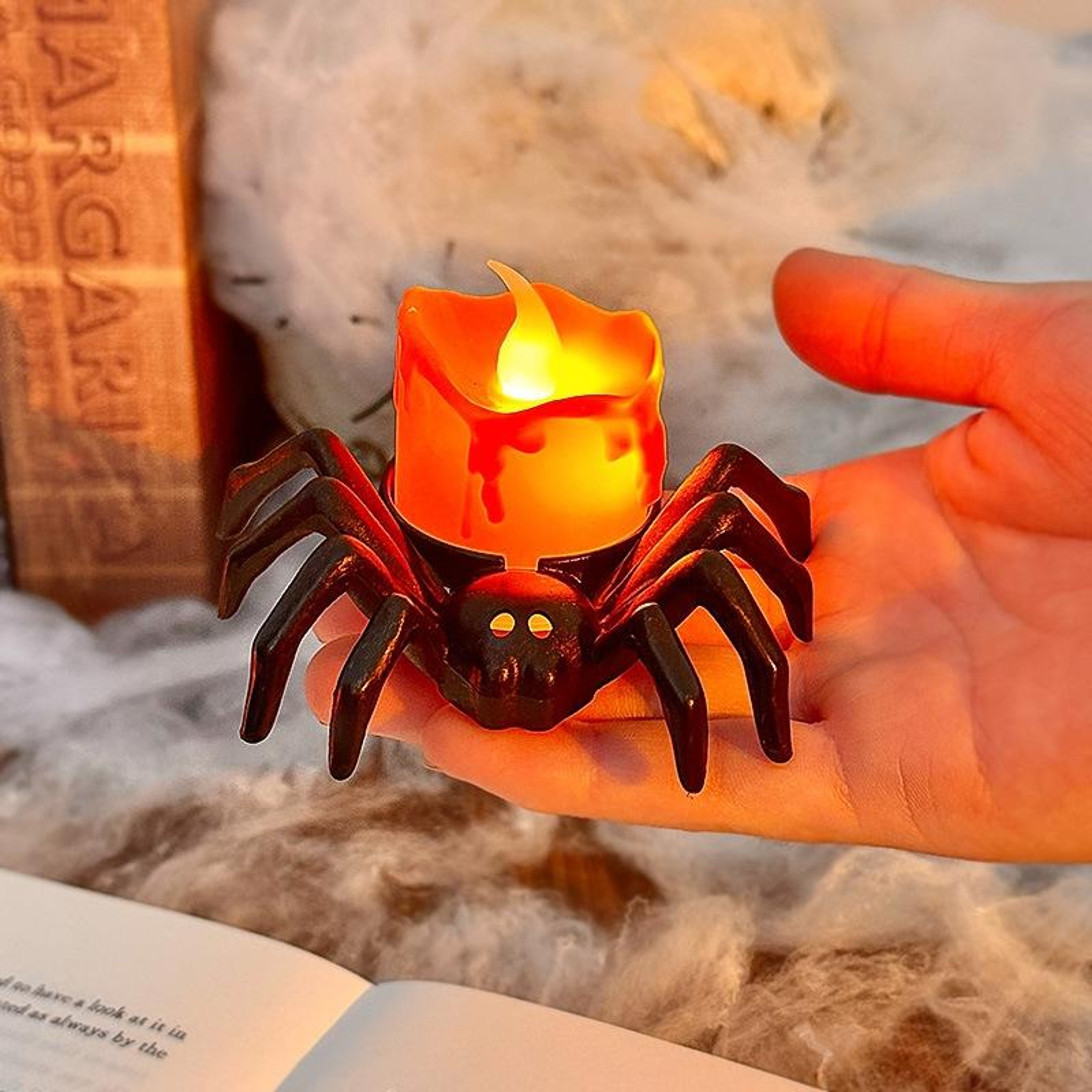 LED Halloween Spider Candle Light with Yellow Flickering Flame Effect – view 4