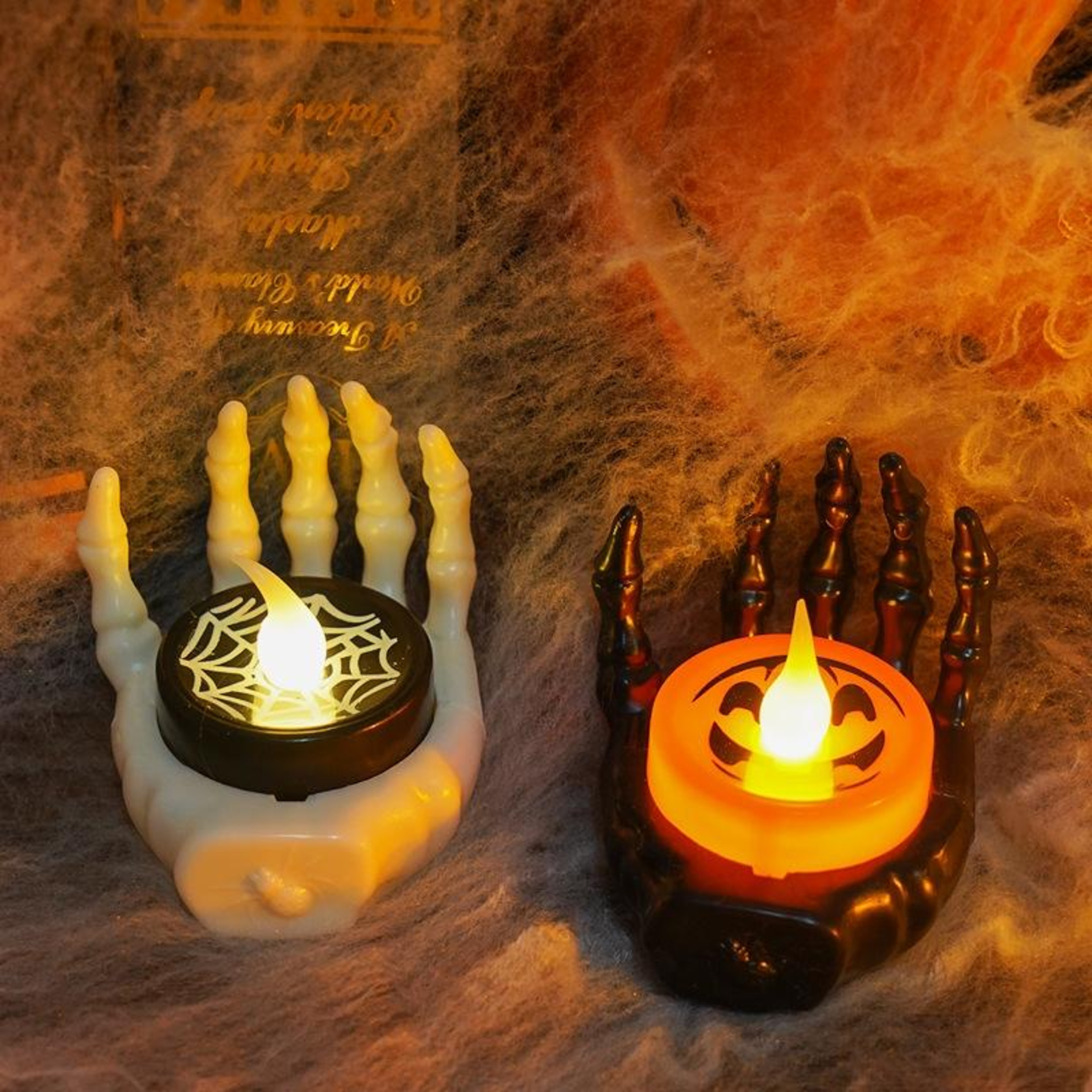 Halloween Skeleton Hand LED Candle Light With Yellow Glow 0