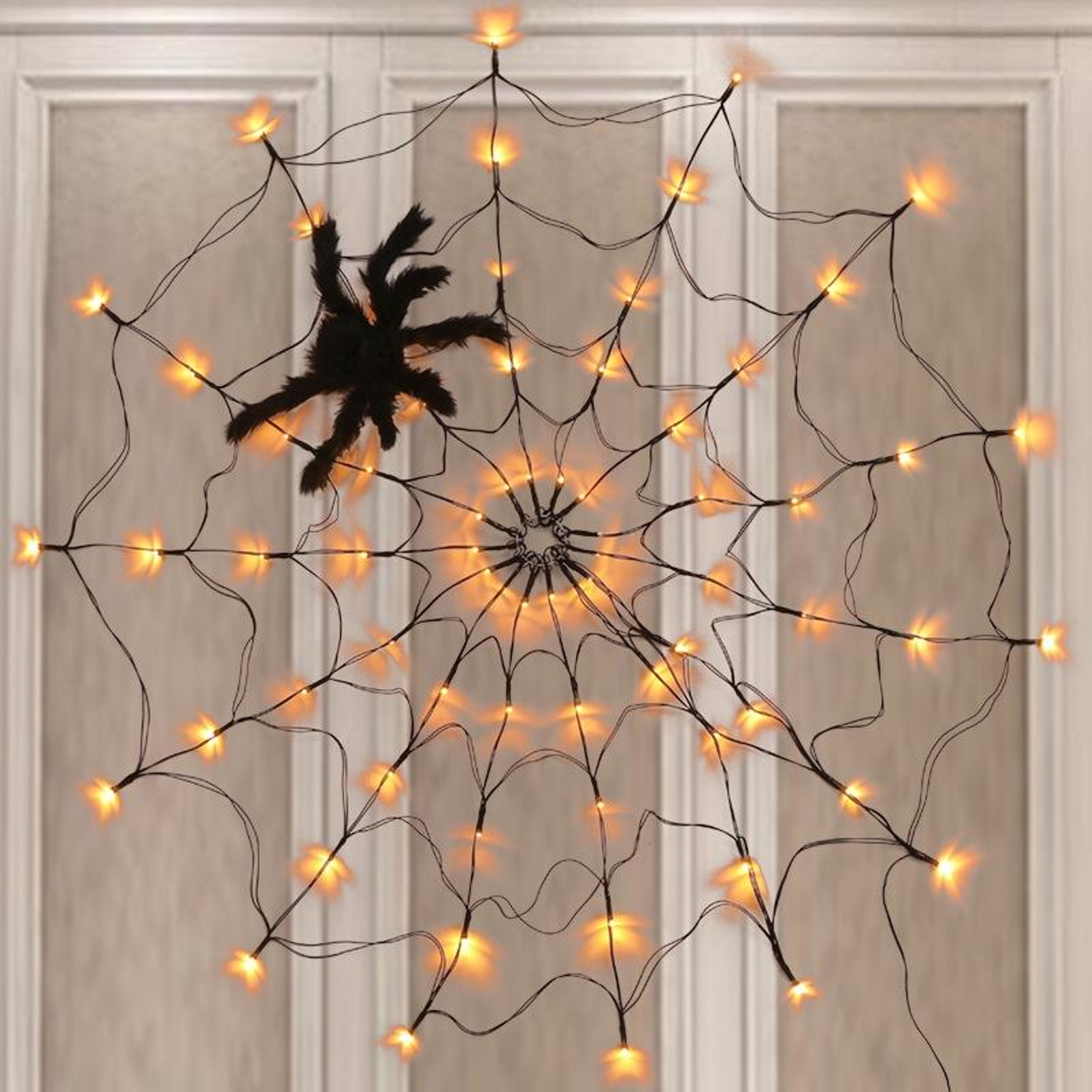 LED Spider Web Halloween Decoration With Remote Control And 8 Lighting Modes 6